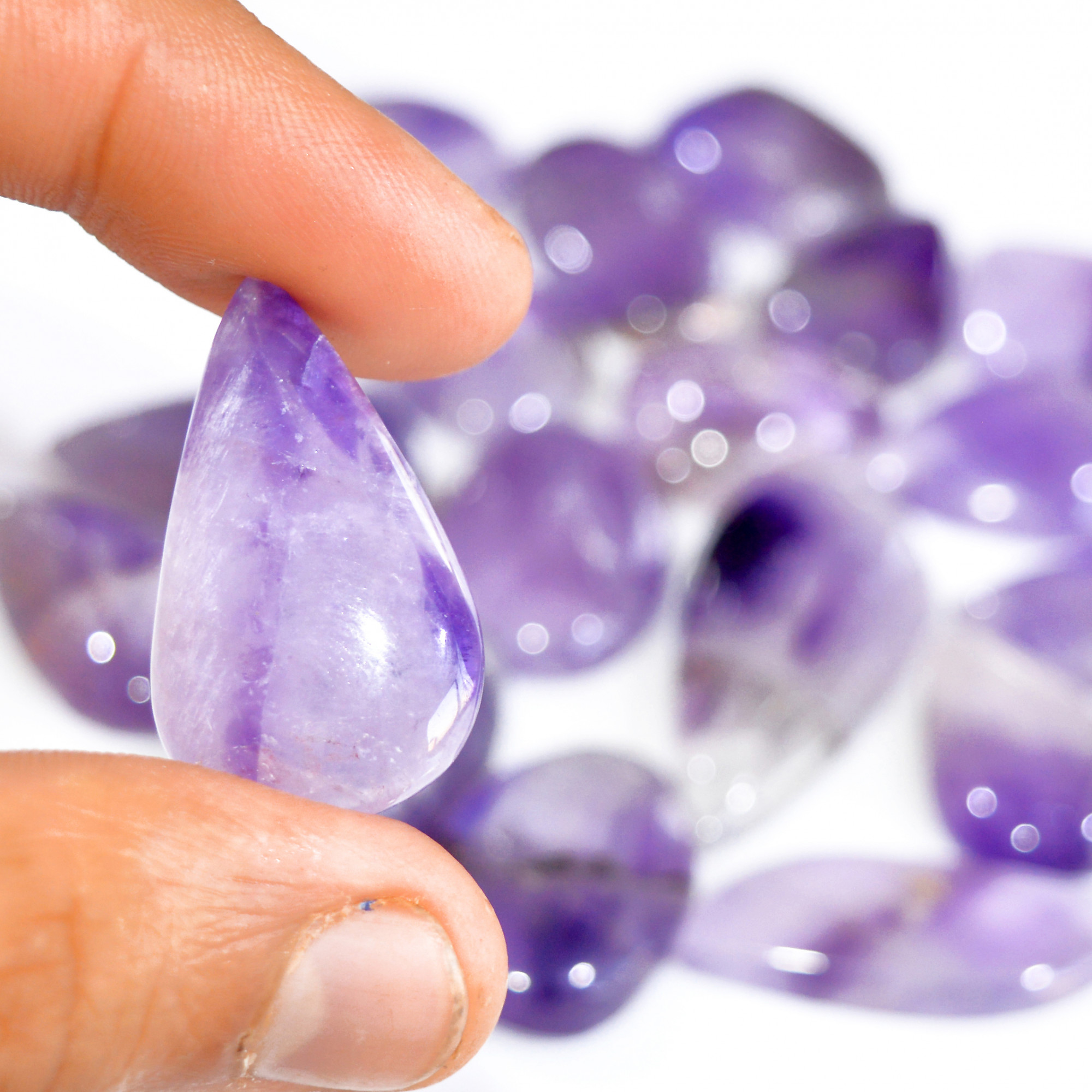 18 Pcs 525 Cts Natural Amethyst Loose Cabochon Gemstone Lot Mixed Shapes For Pendants Handmade Jewelry Supplies 30x16 20x15mm 3105