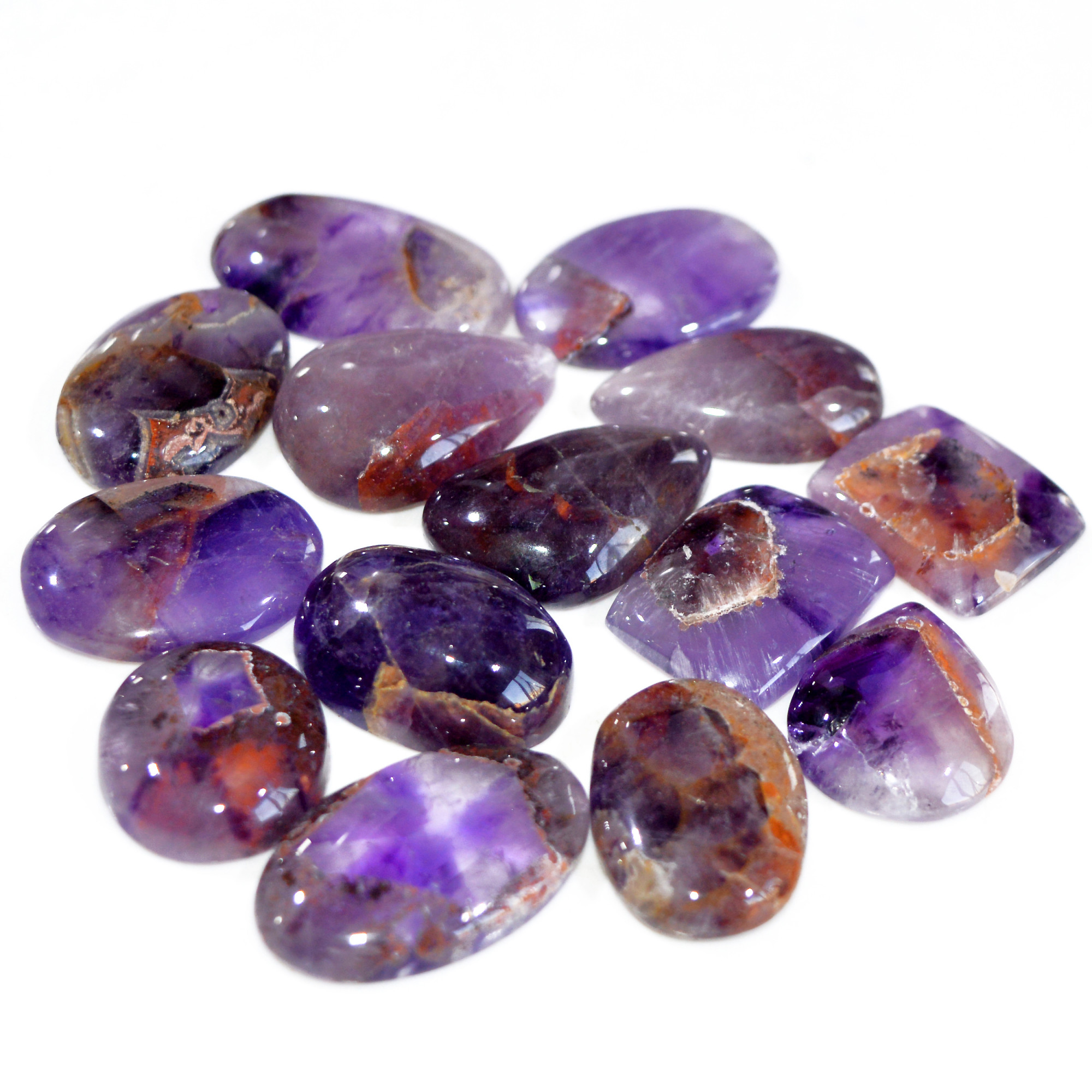 14 Pcs 395 Cts Natural Amethyst Loose Cabochon Gemstone Lot Mixed Shapes For Pendants Handmade Jewelry Supplies 28x16 20x13mm 3106