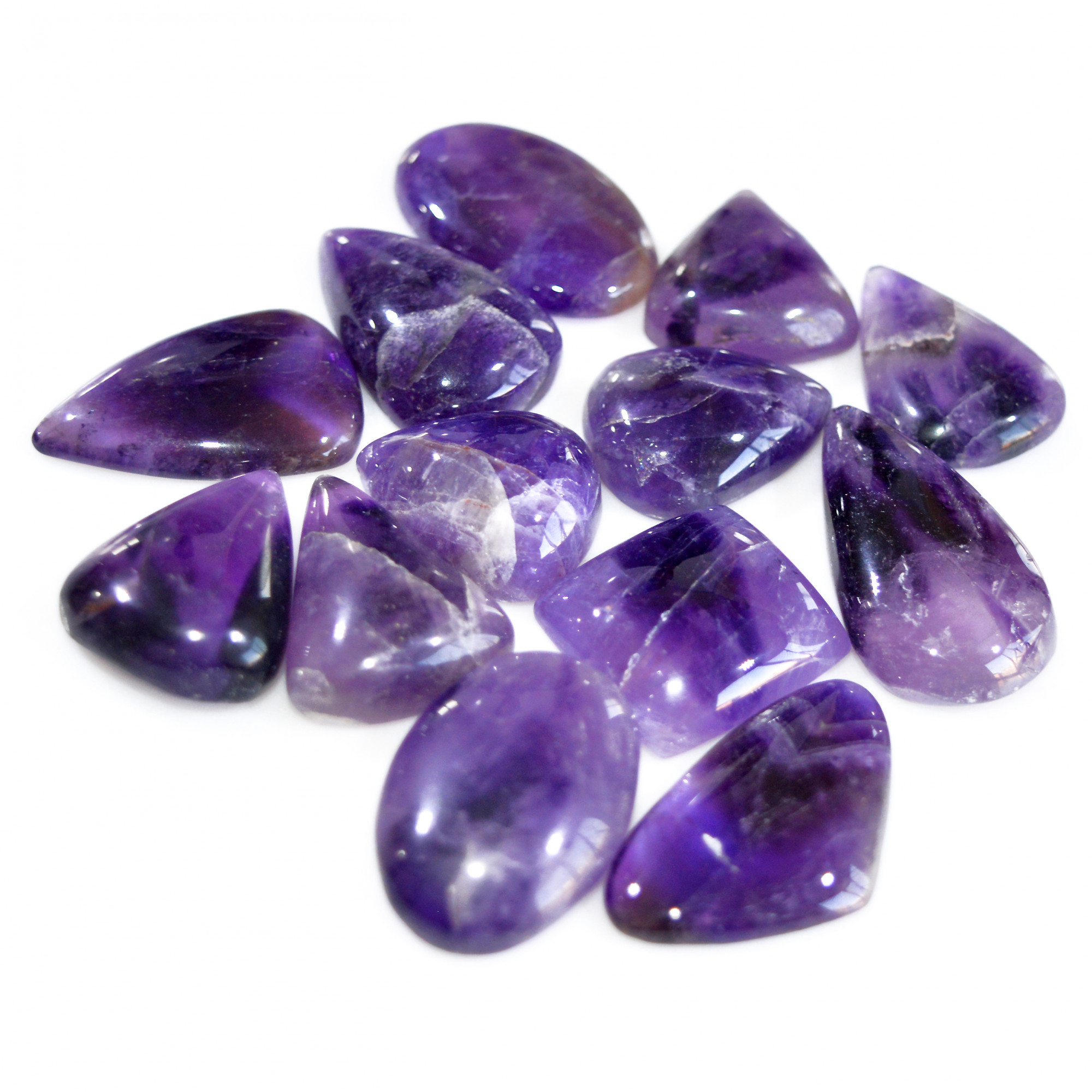 13 Pcs 342 Cts Natural Amethyst Loose Cabochon Gemstone Lot Mixed Shapes For Pendants Handmade Jewelry Supplies 31x16 20x18mm 3107