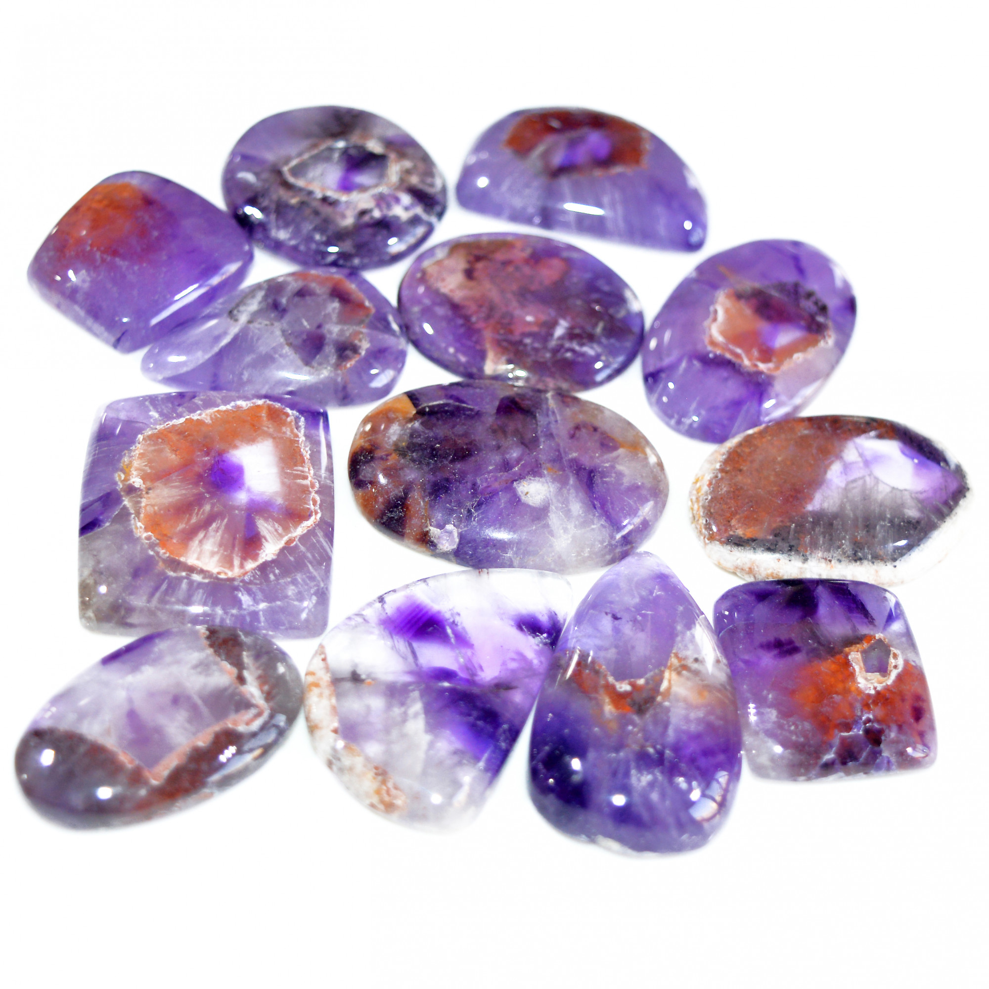 13 Pcs 515 Cts Natural Amethyst Loose Cabochon Gemstone Lot Mixed Shapes For Pendants Handmade Jewelry Supplies 30x25 20x18mm 3108