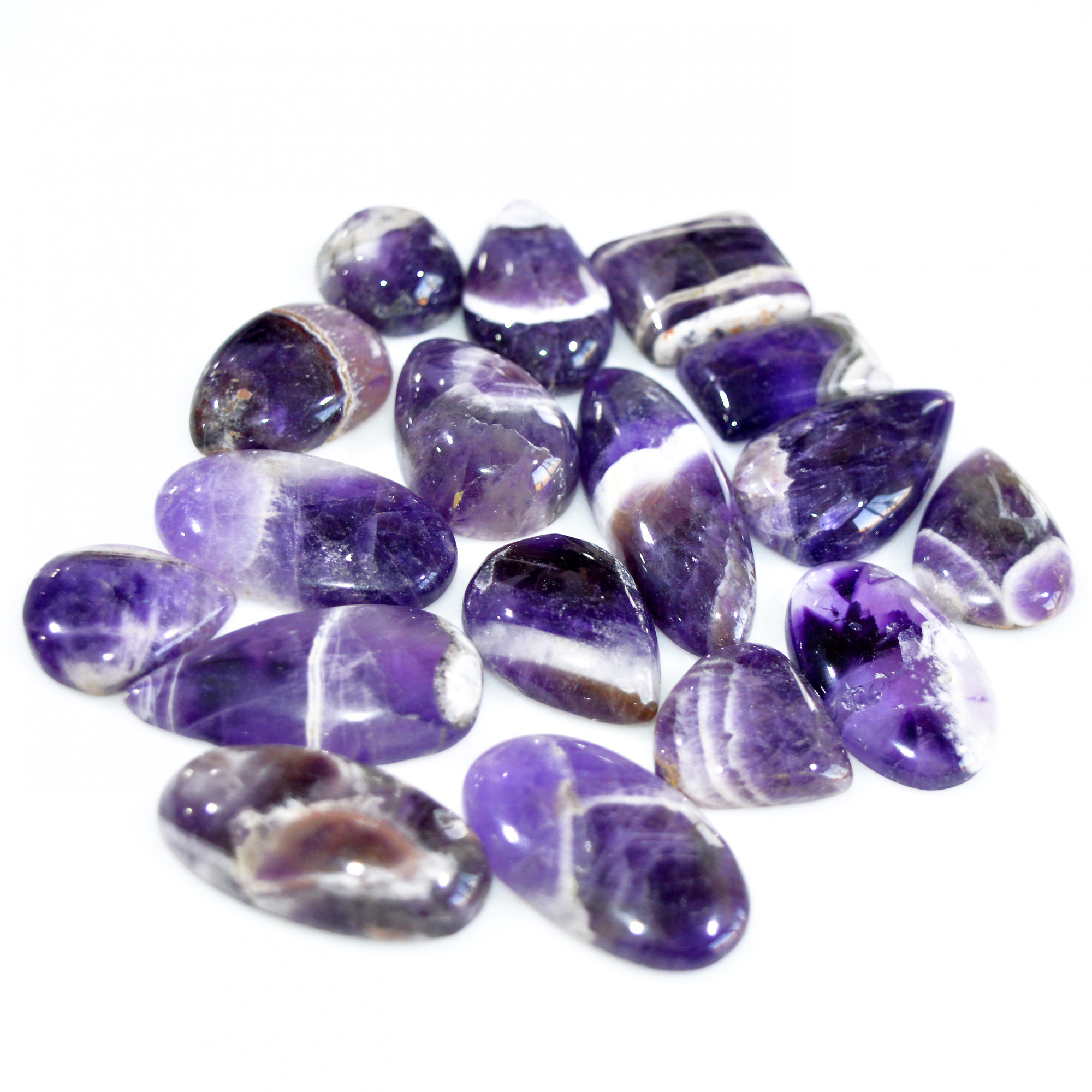 17 Pcs 427 Cts Natural Amethyst Loose Cabochon Gemstone Lot Mixed Shapes For Pendants Handmade Jewelry Supplies 30x15 15x14mm 3109