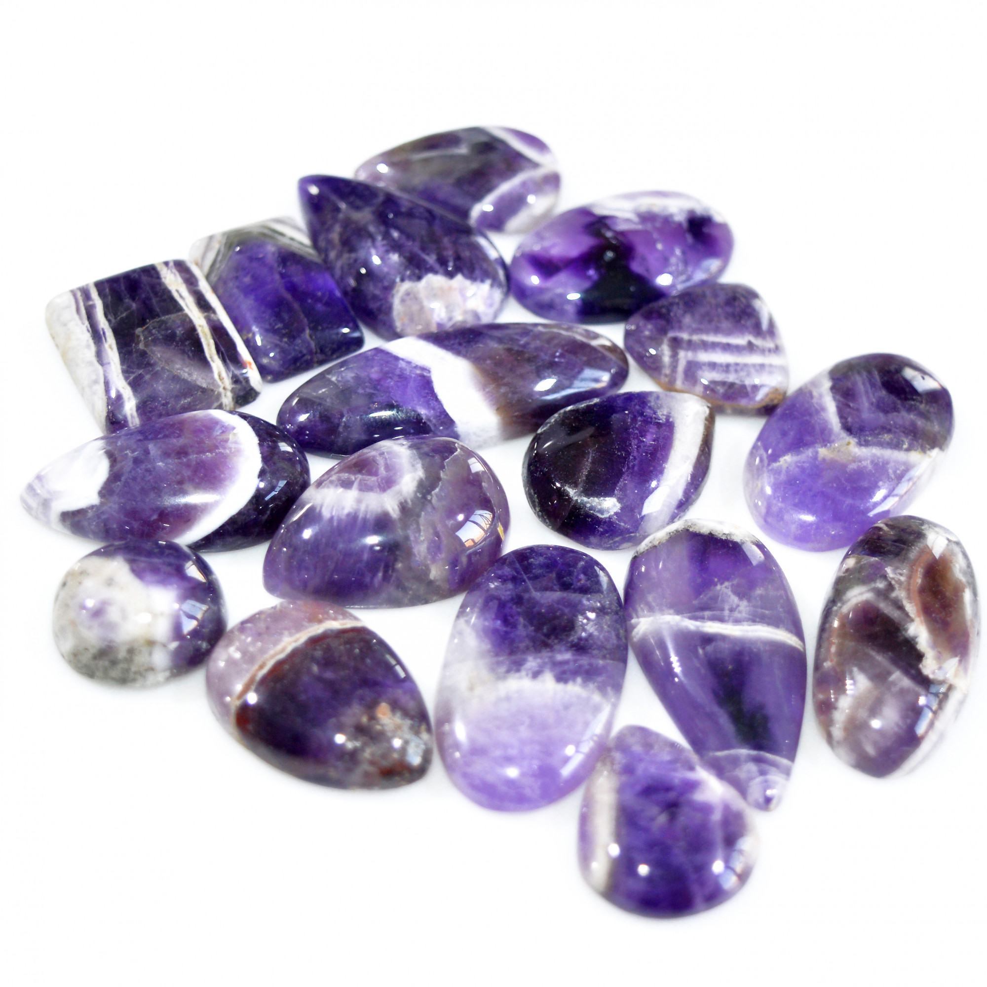 17 Pcs 427 Cts Natural Amethyst Loose Cabochon Gemstone Lot Mixed Shapes For Pendants Handmade Jewelry Supplies 30x15 15x14mm 3109