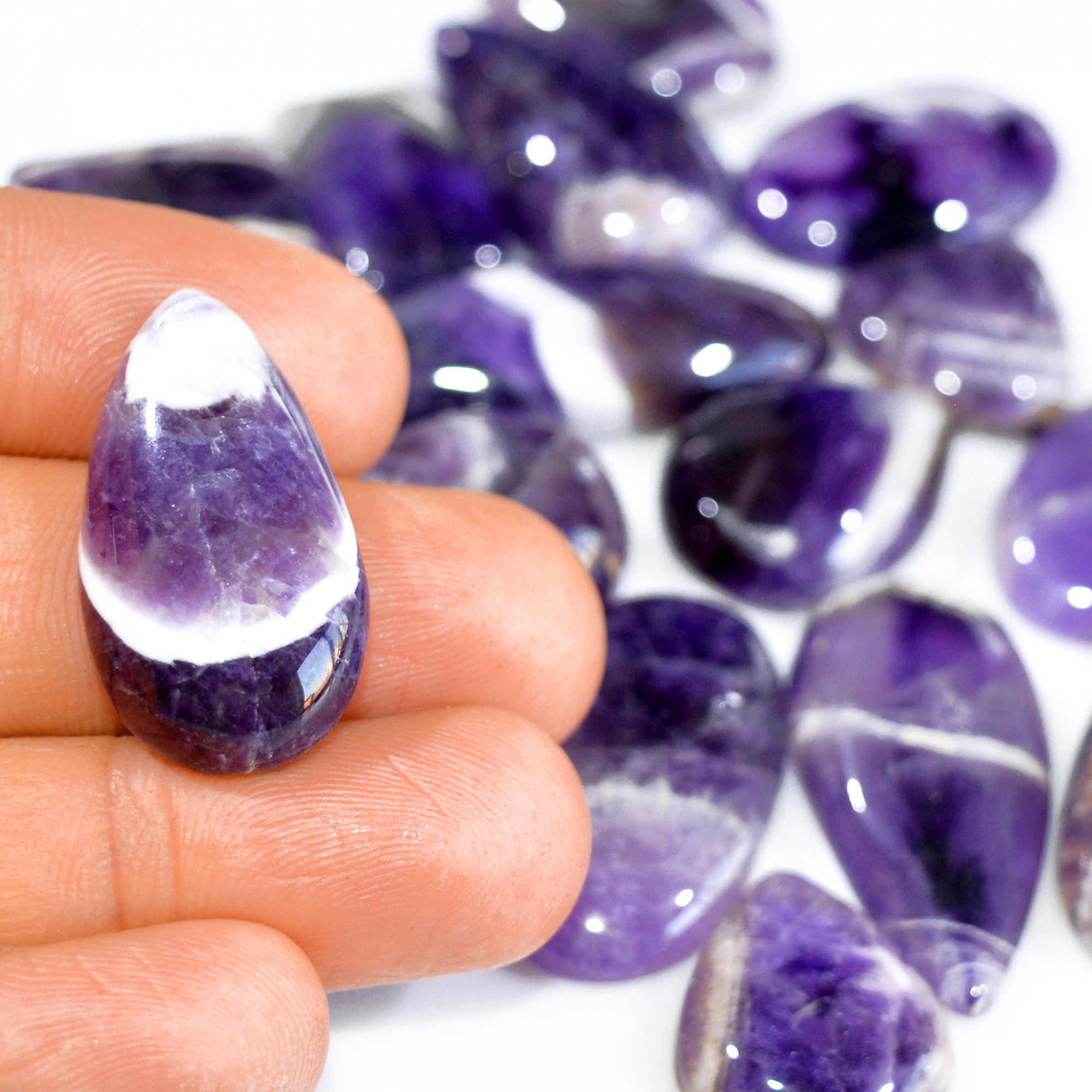 17 Pcs 427 Cts Natural Amethyst Loose Cabochon Gemstone Lot Mixed Shapes For Pendants Handmade Jewelry Supplies 30x15 15x14mm 3109