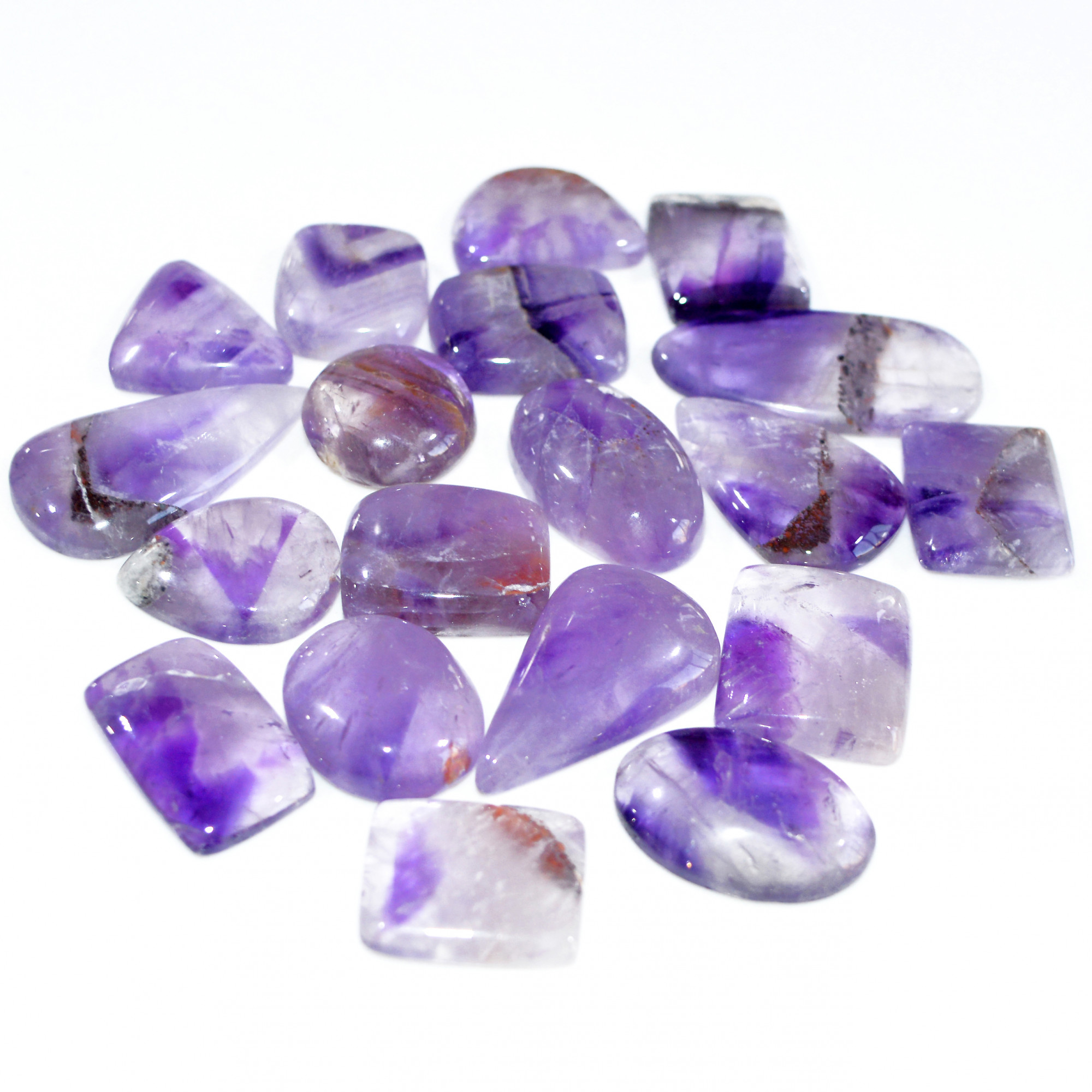 19 Pcs 358 Cts Natural Amethyst Loose Cabochon Gemstone Lot Mixed Shapes For Pendants Handmade Jewelry Supplies 35x15 15x15mm 3112