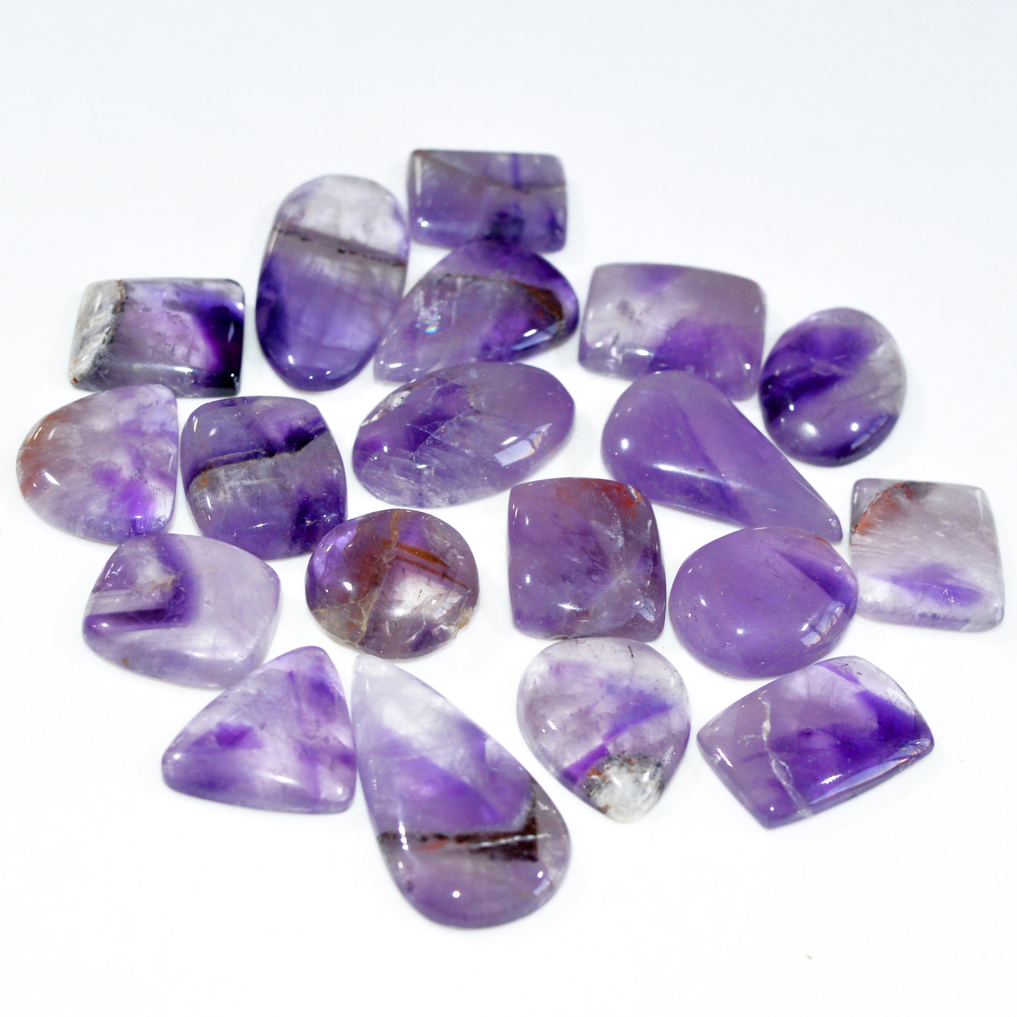 19 Pcs 358 Cts Natural Amethyst Loose Cabochon Gemstone Lot Mixed Shapes For Pendants Handmade Jewelry Supplies 35x15 15x15mm 3112