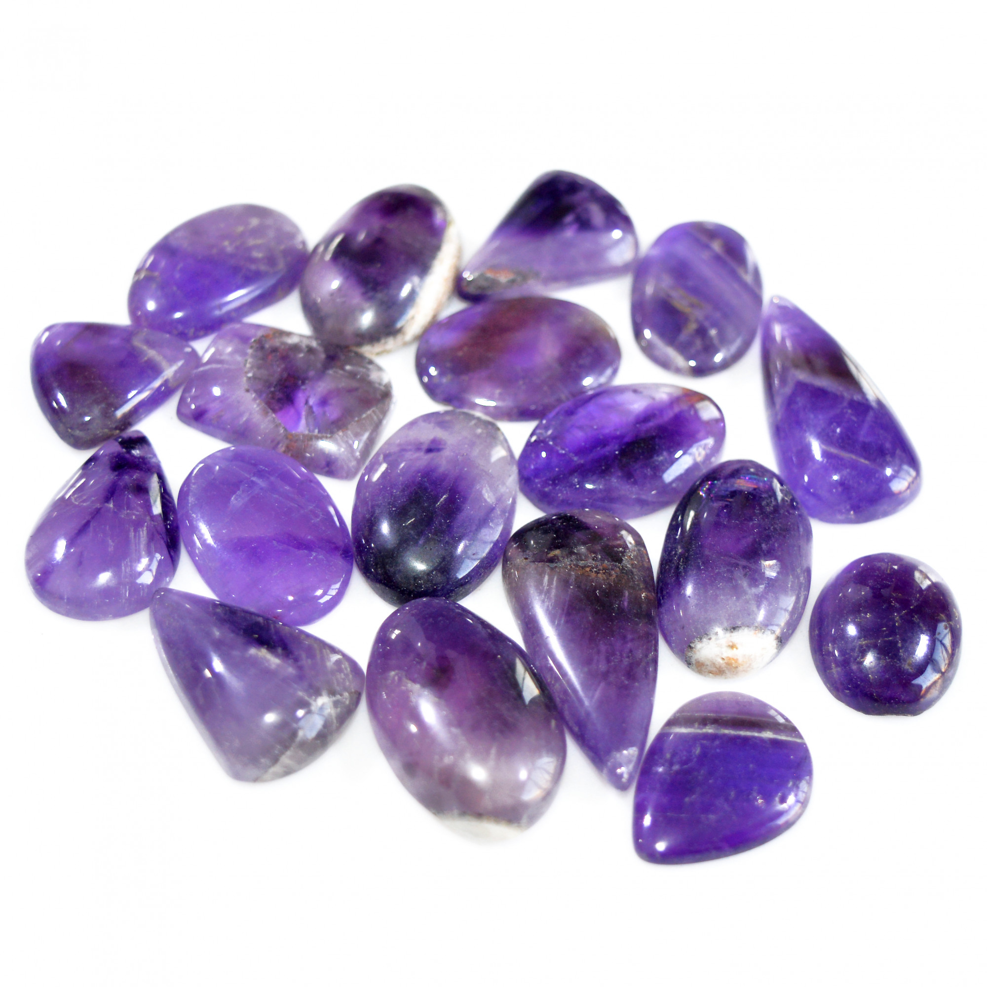 18 Pcs 411 Cts Natural Amethyst Loose Cabochon Gemstone Lot Mixed Shapes For Pendants Handmade Jewelry Supplies 30x9 11x12mm 3113