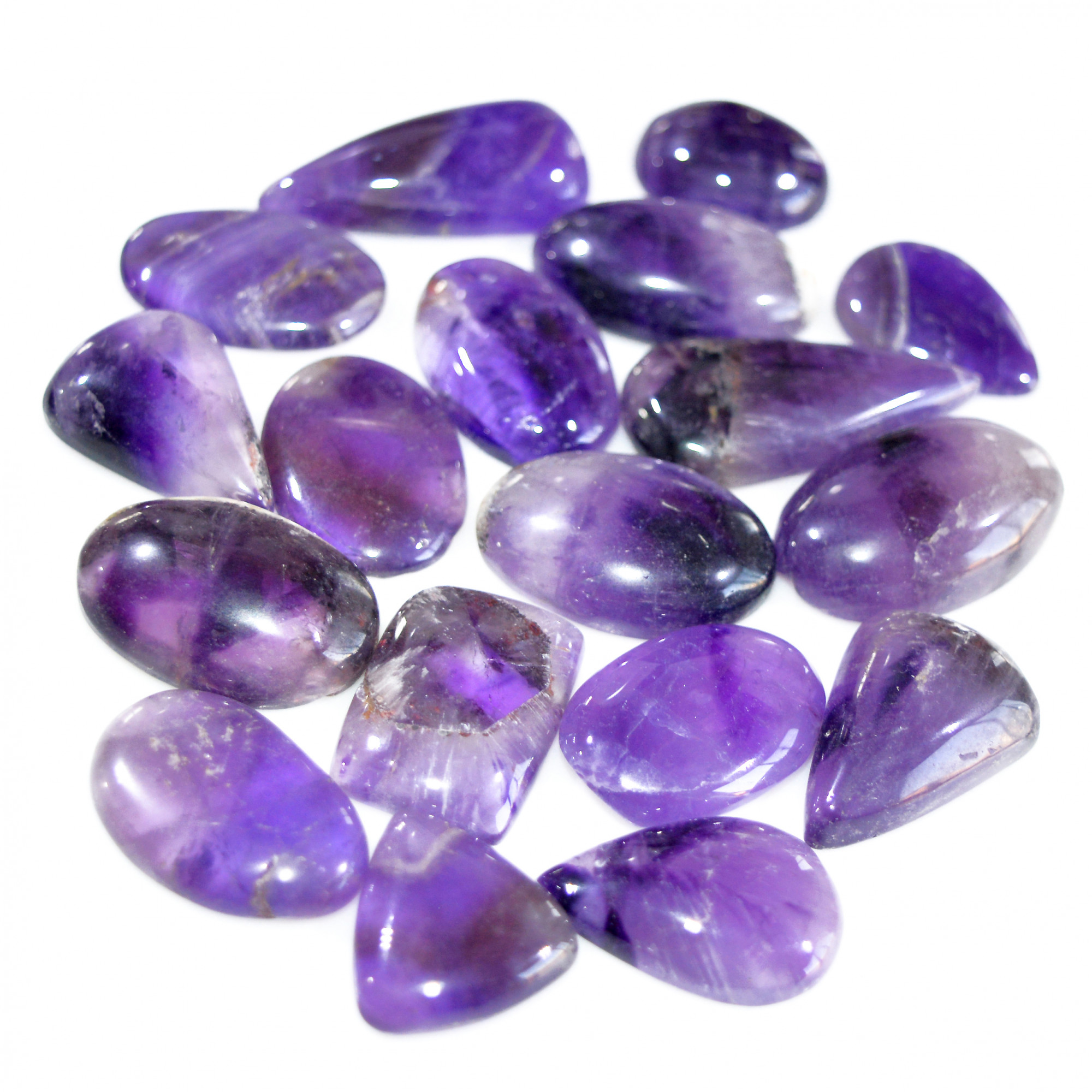 18 Pcs 411 Cts Natural Amethyst Loose Cabochon Gemstone Lot Mixed Shapes For Pendants Handmade Jewelry Supplies 30x9 11x12mm 3113