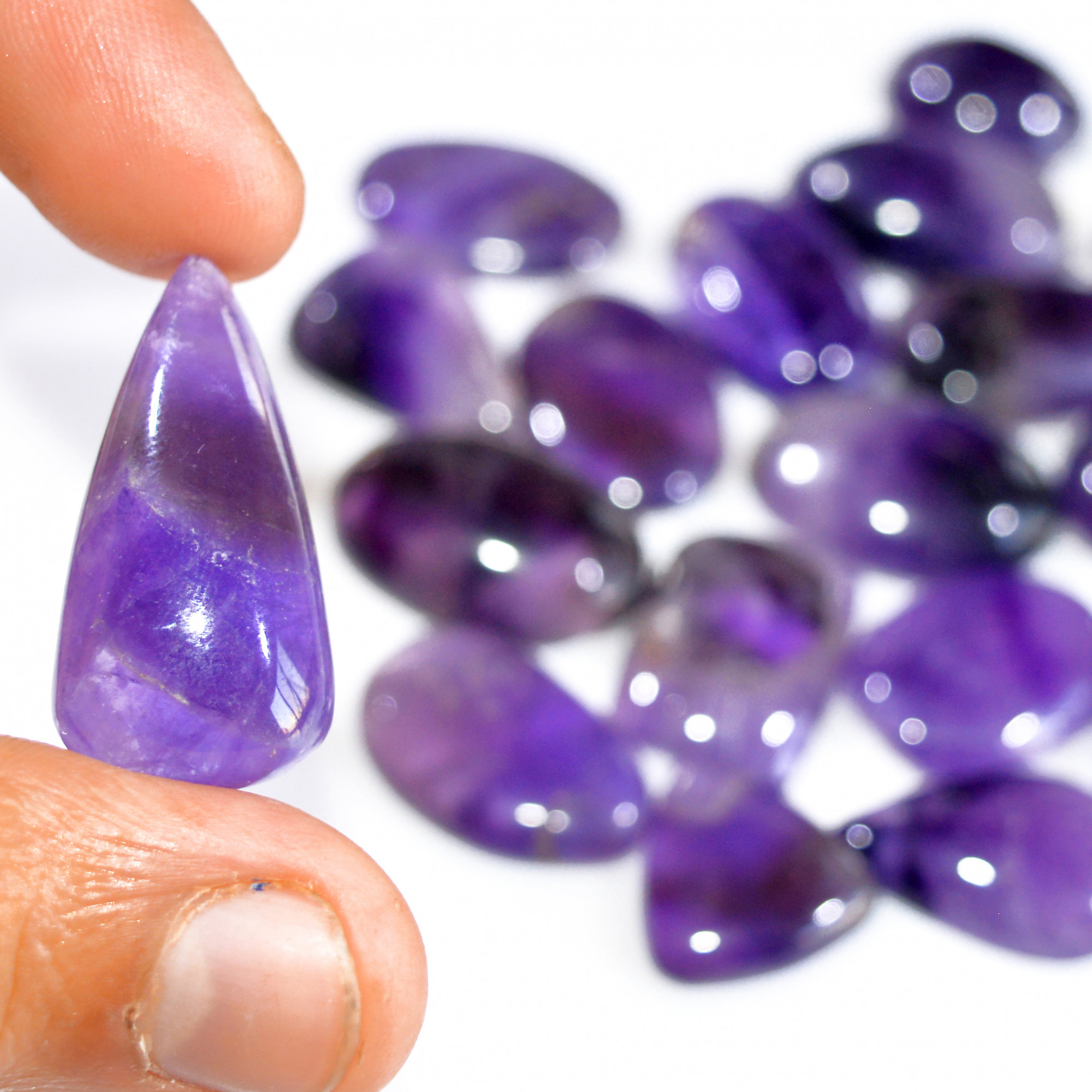 18 Pcs 411 Cts Natural Amethyst Loose Cabochon Gemstone Lot Mixed Shapes For Pendants Handmade Jewelry Supplies 30x9 11x12mm 3113