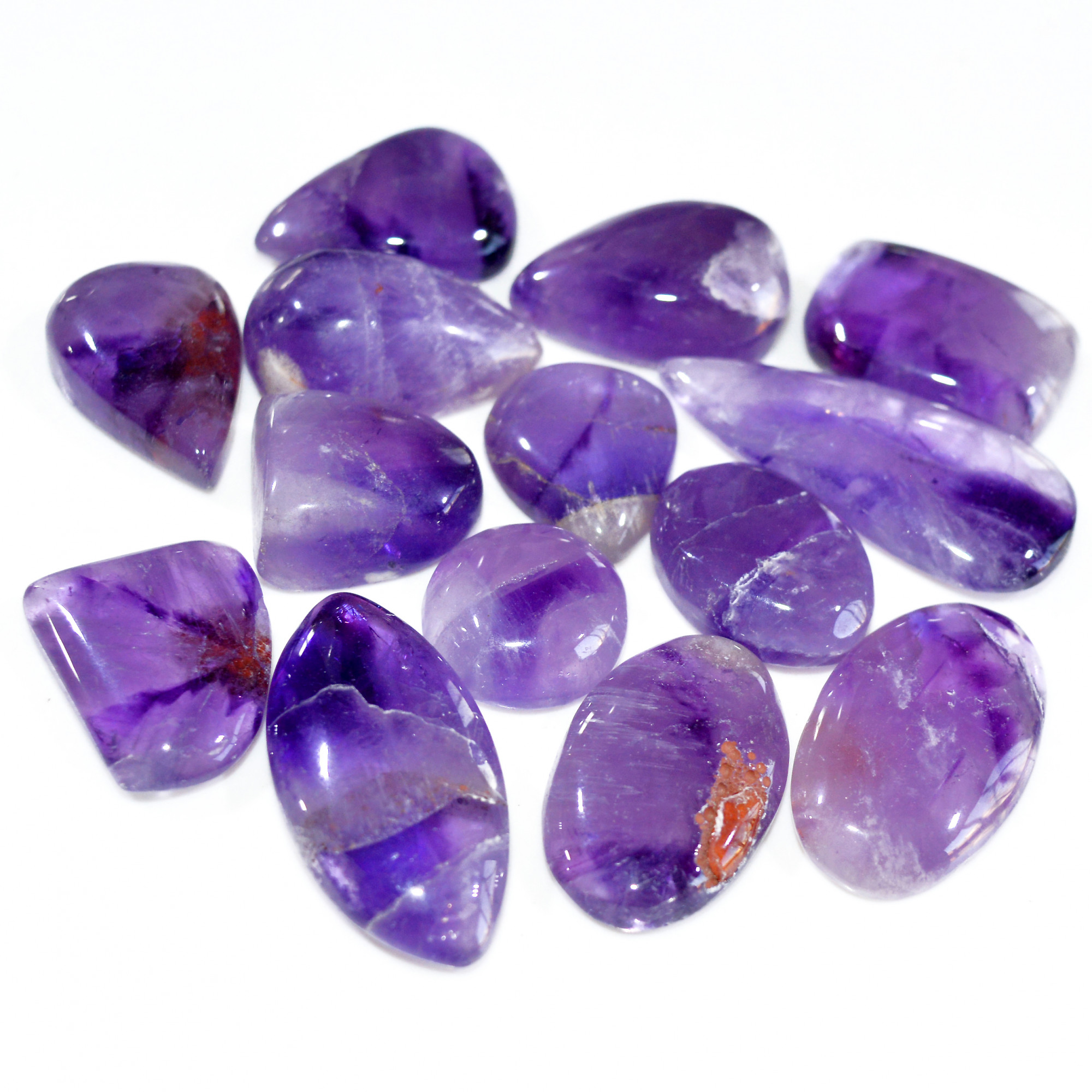 14 Pcs 338 Cts Natural Amethyst Loose Cabochon Gemstone Lot Mixed Shapes For Pendants Handmade Jewelry Supplies 35x15 16x16mm 3114