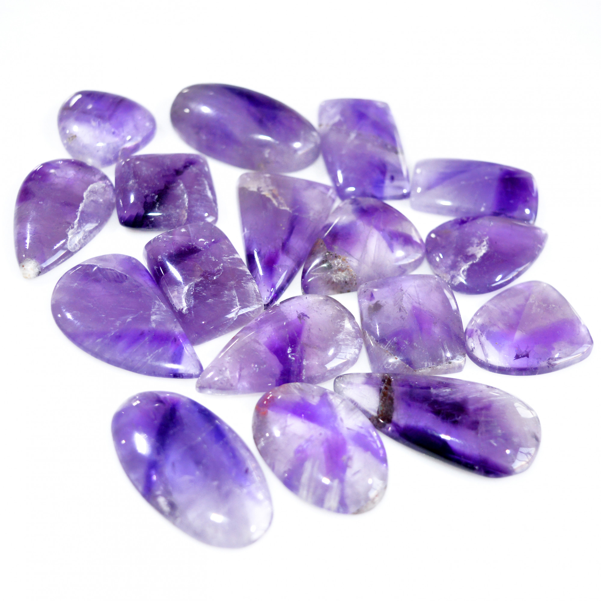 17 Pcs 440 Cts Natural Amethyst Loose Cabochon Gemstone Lot Mixed Shapes For Pendants Handmade Jewelry Supplies 35x16 16x16mm 3115