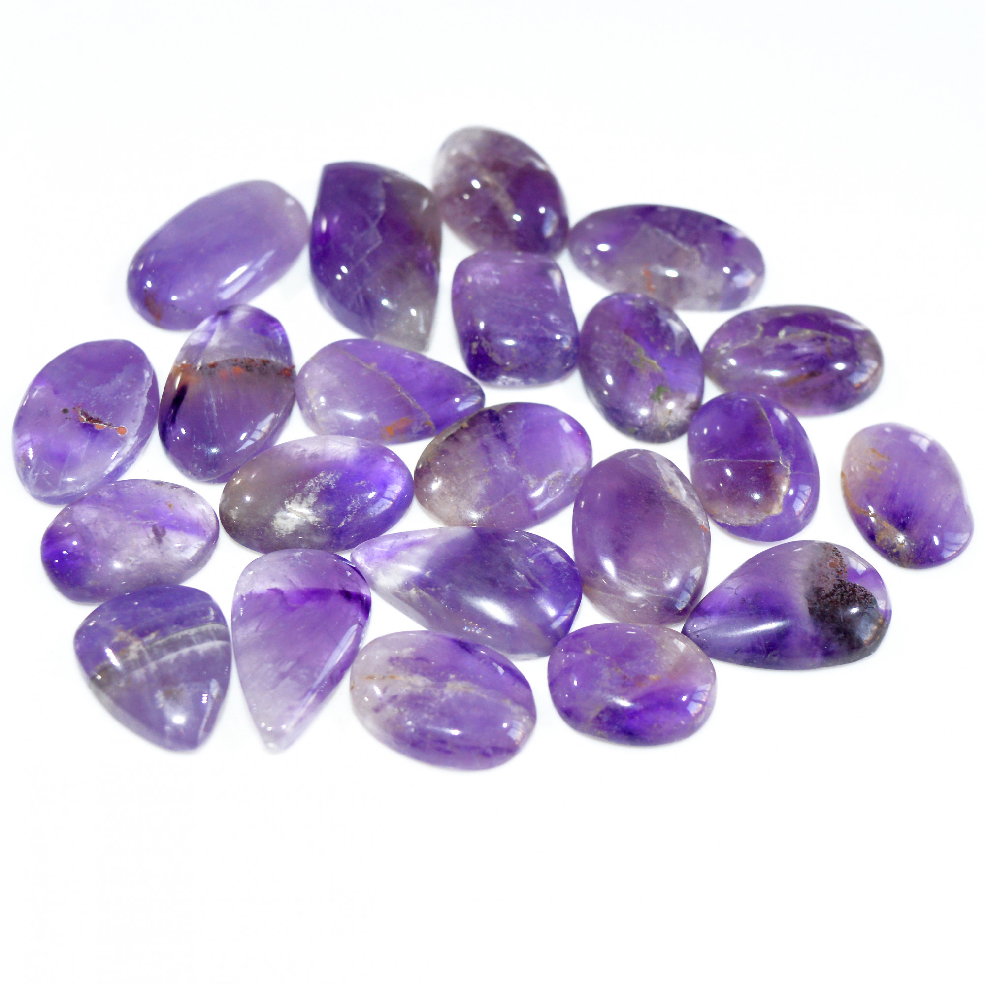 20 Pcs 376 Cts Natural Amethyst Loose Cabochon Gemstone Lot Mixed Shapes For Pendants Handmade Jewelry Supplies 25x15 15x9mm 3116