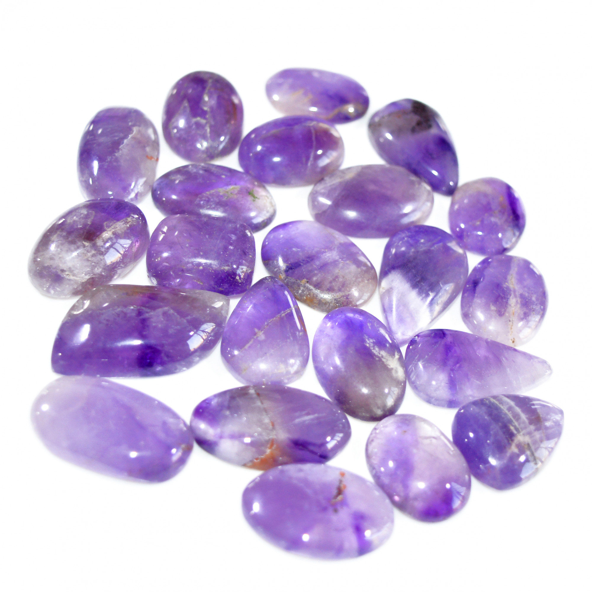 20 Pcs 376 Cts Natural Amethyst Loose Cabochon Gemstone Lot Mixed Shapes For Pendants Handmade Jewelry Supplies 25x15 15x9mm 3116