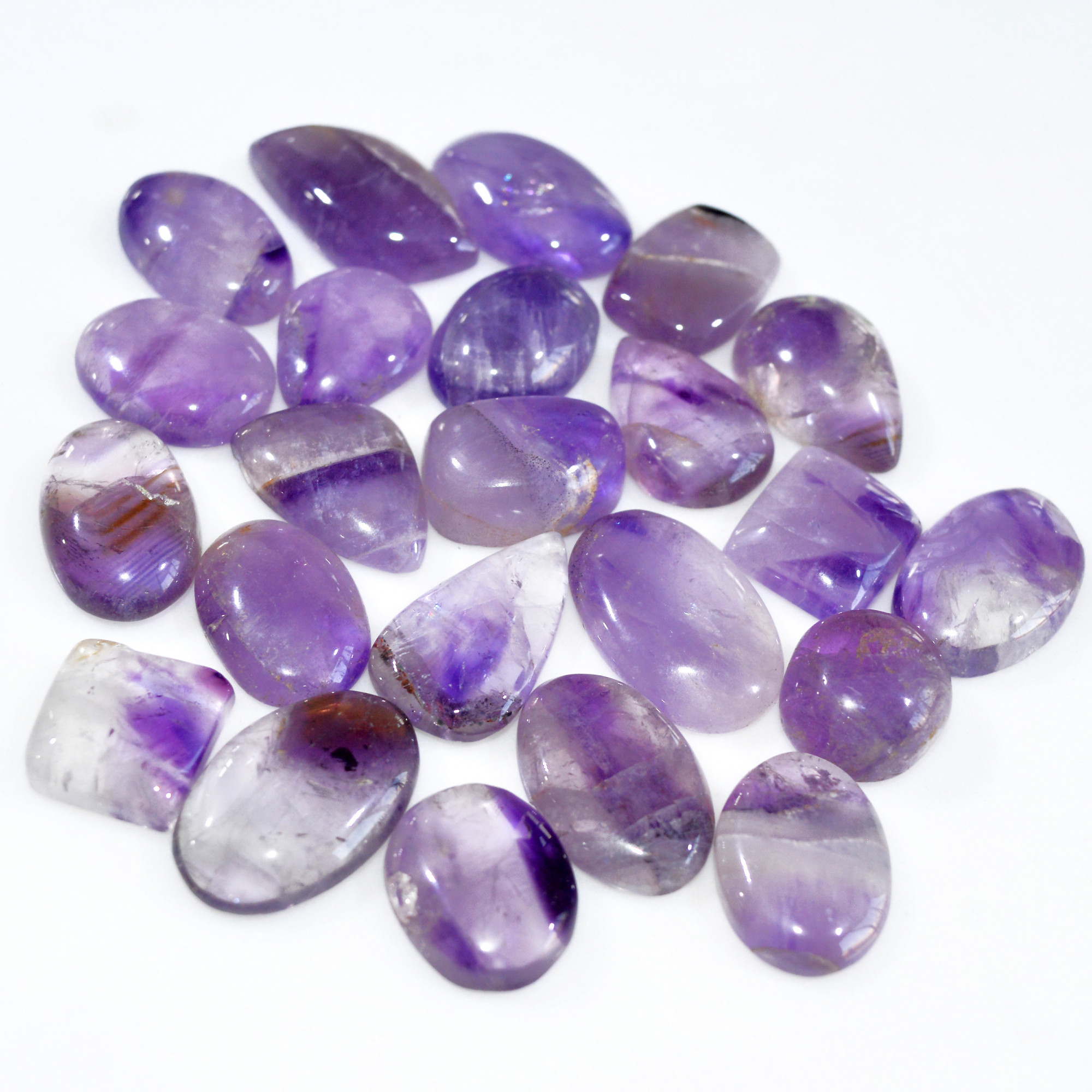 22 Pcs 364 Cts Natural Amethyst Loose Cabochon Gemstone Lot Mixed Shapes For Pendants Handmade Jewelry Supplies 24x15 14x14mm 3117
