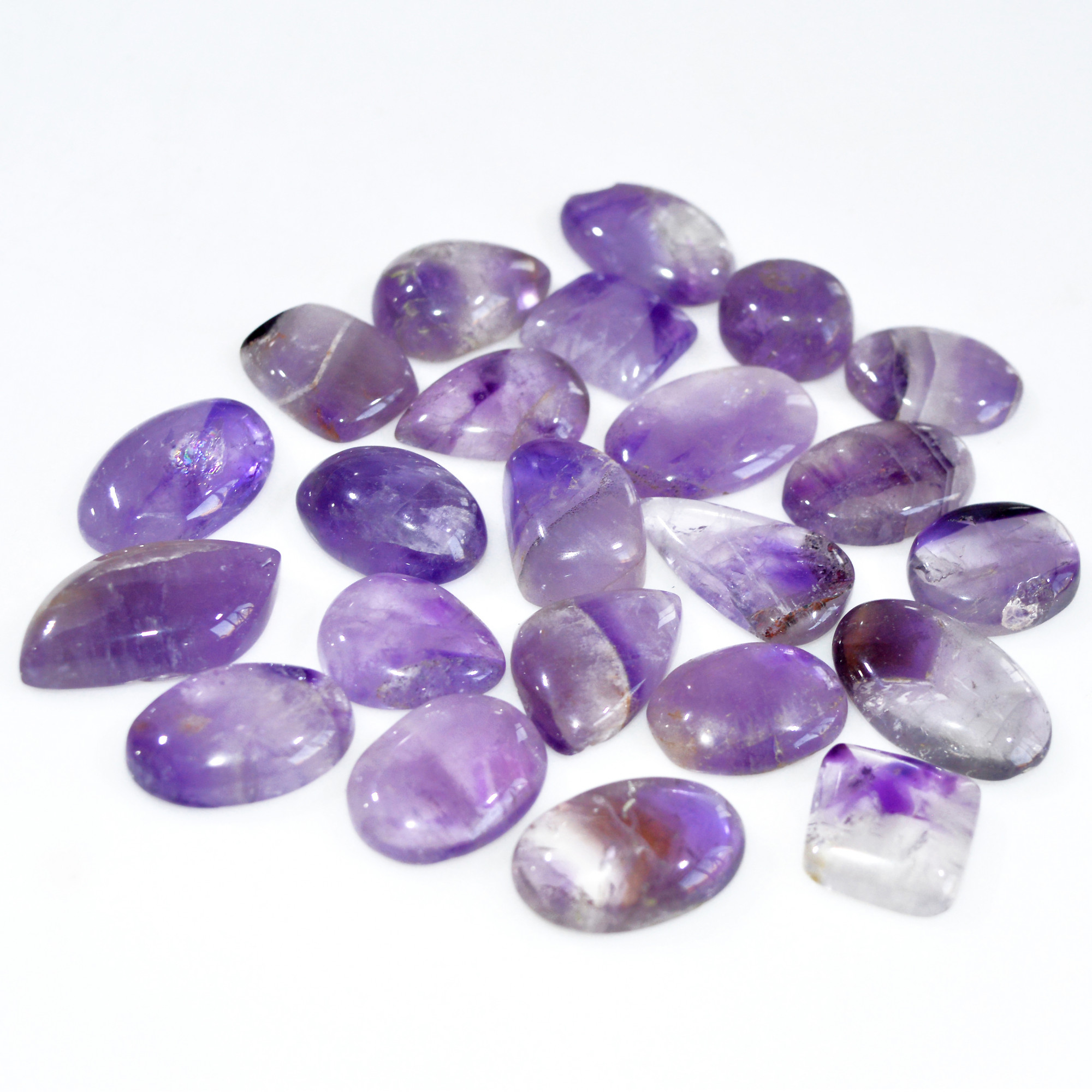 22 Pcs 364 Cts Natural Amethyst Loose Cabochon Gemstone Lot Mixed Shapes For Pendants Handmade Jewelry Supplies 24x15 14x14mm 3117