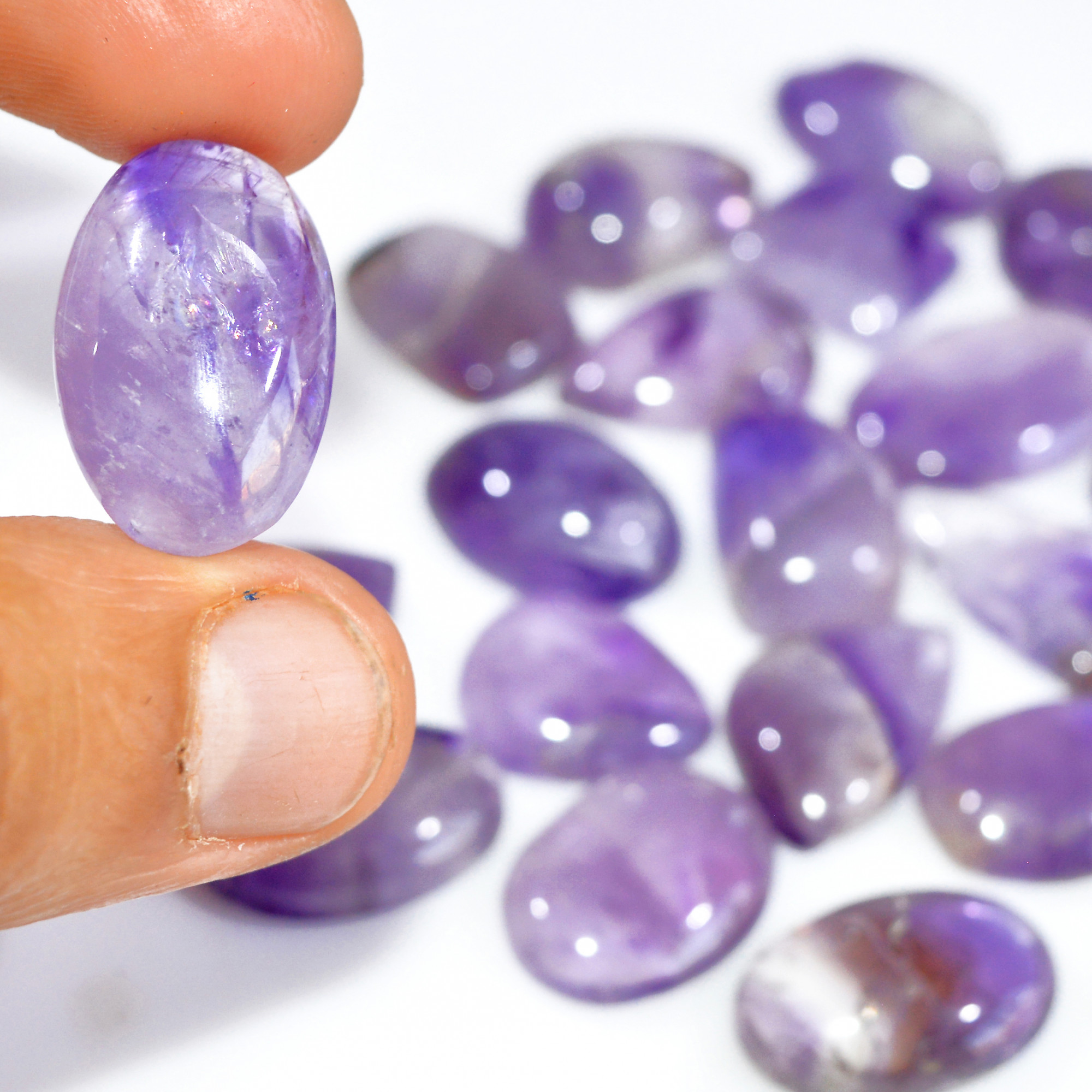22 Pcs 364 Cts Natural Amethyst Loose Cabochon Gemstone Lot Mixed Shapes For Pendants Handmade Jewelry Supplies 24x15 14x14mm 3117