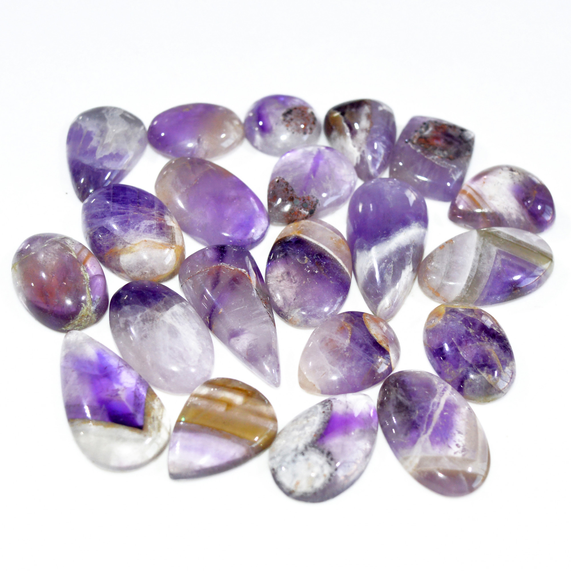 21 Pcs 361 Cts Natural Amethyst Loose Cabochon Gemstone Lot Mixed Shapes For Pendants Handmade Jewelry Supplies 30x15 14x14mm 3118