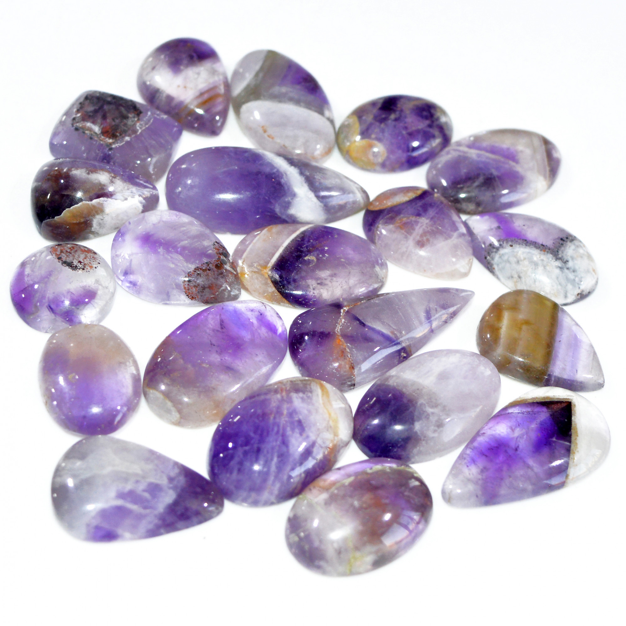 21 Pcs 361 Cts Natural Amethyst Loose Cabochon Gemstone Lot Mixed Shapes For Pendants Handmade Jewelry Supplies 30x15 14x14mm 3118
