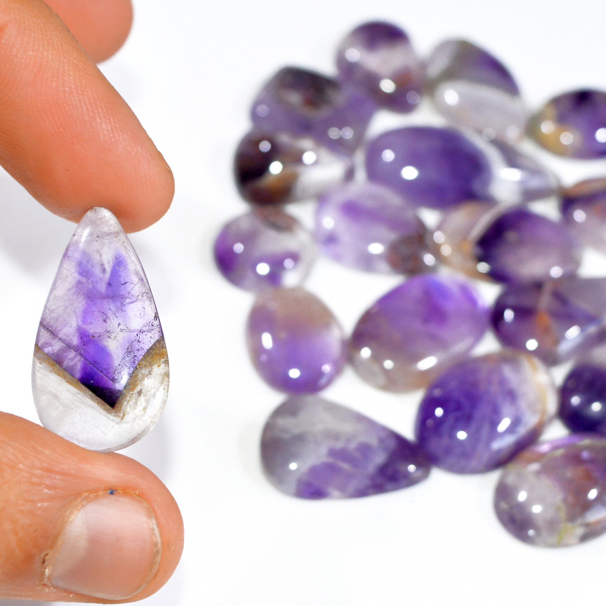 21 Pcs 361 Cts Natural Amethyst Loose Cabochon Gemstone Lot Mixed Shapes For Pendants Handmade Jewelry Supplies 30x15 14x14mm 3118