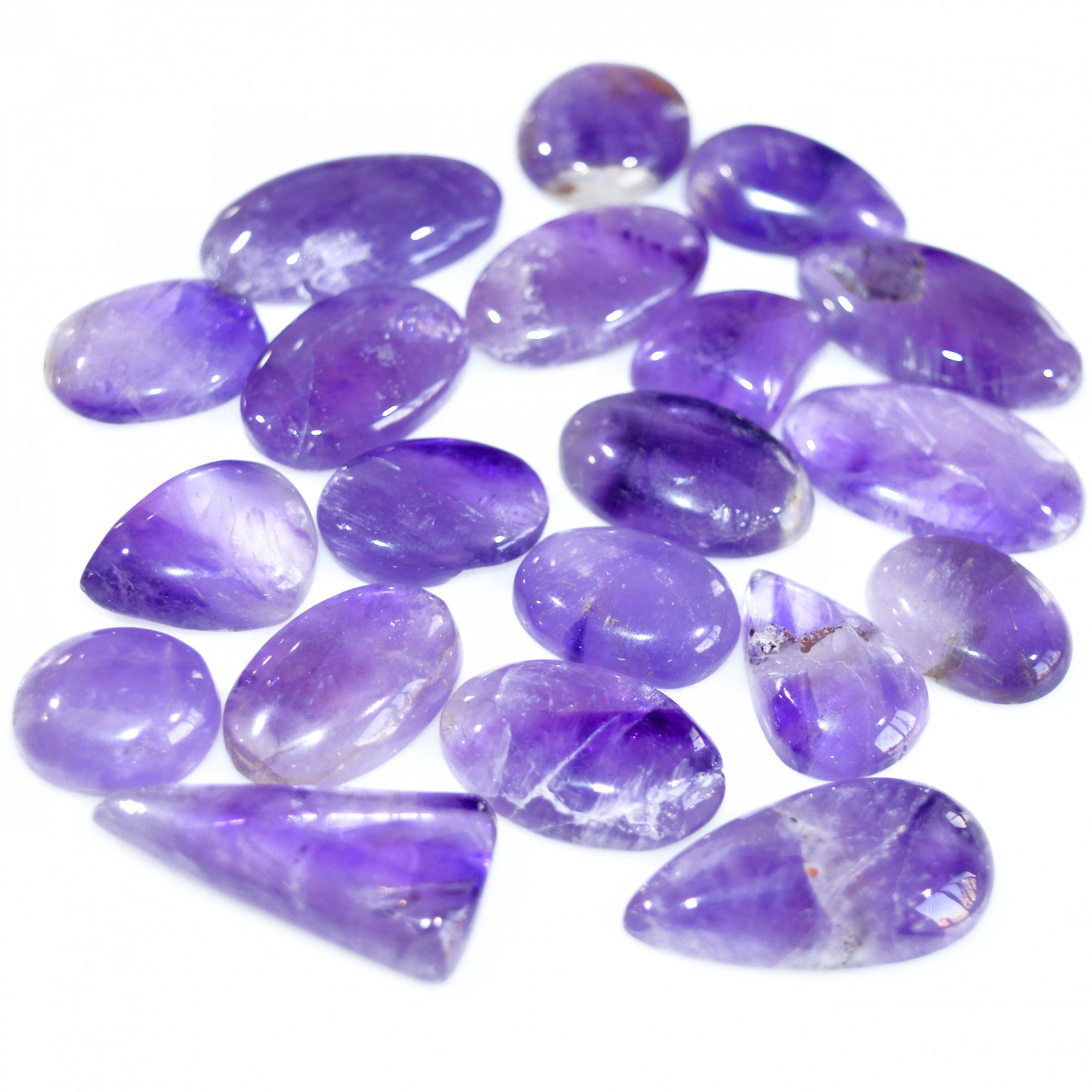 20 Pcs 348 Cts Natural Amethyst Loose Cabochon Gemstone Lot Mixed Shapes For Pendants Handmade Jewelry Supplies 35x15 11x11mm 3119