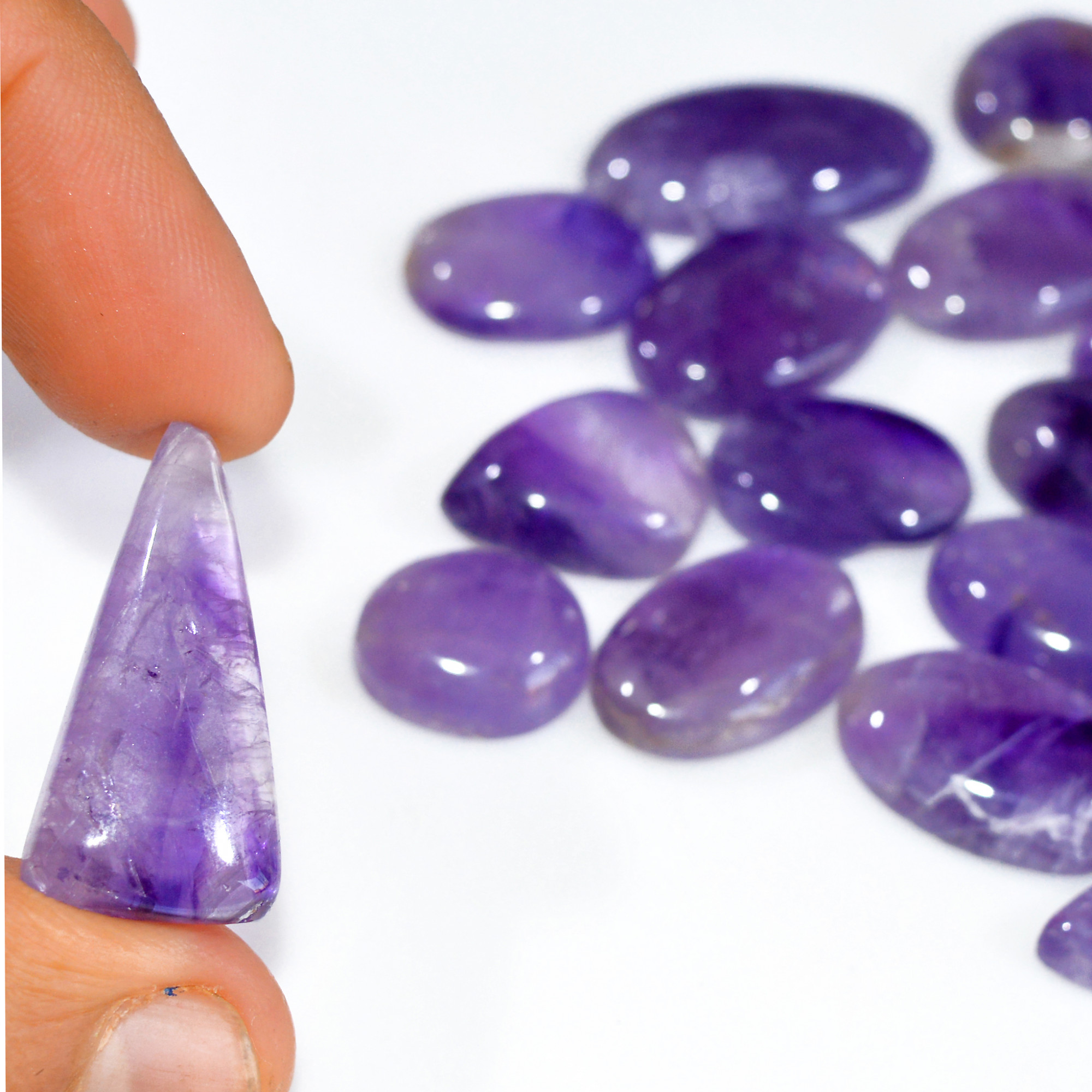 20 Pcs 348 Cts Natural Amethyst Loose Cabochon Gemstone Lot Mixed Shapes For Pendants Handmade Jewelry Supplies 35x15 11x11mm 3119