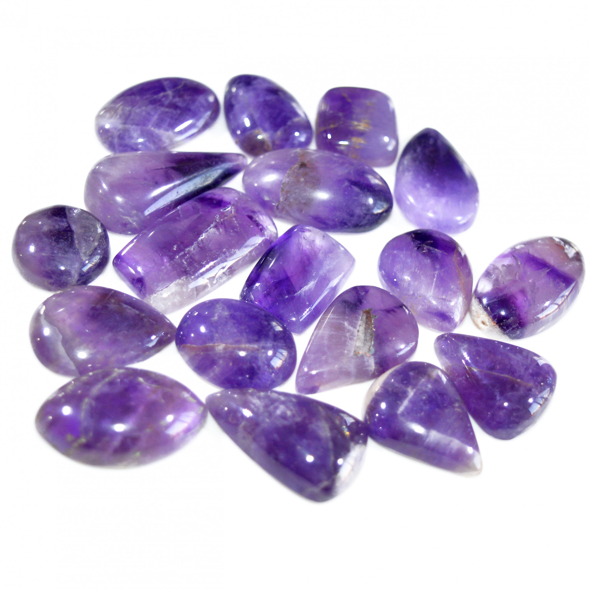18 Pcs 292 Cts Natural Amethyst Loose Cabochon Gemstone Lot Mixed Shapes For Pendants Handmade Jewelry Supplies 25x15 14x14mm 3120