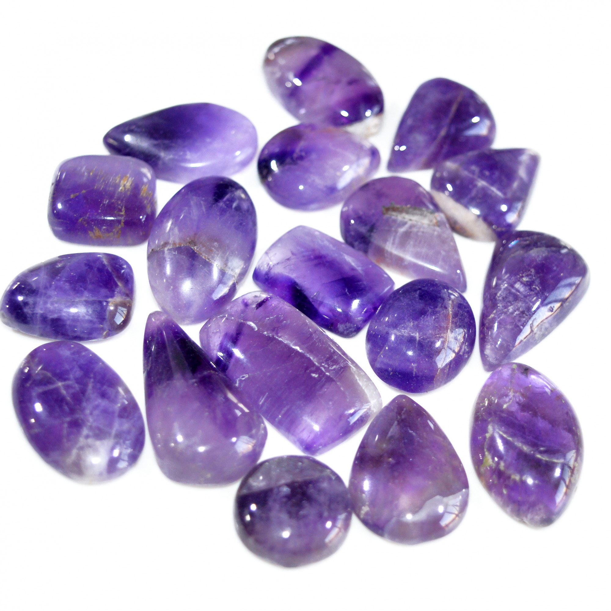 18 Pcs 292 Cts Natural Amethyst Loose Cabochon Gemstone Lot Mixed Shapes For Pendants Handmade Jewelry Supplies 25x15 14x14mm 3120