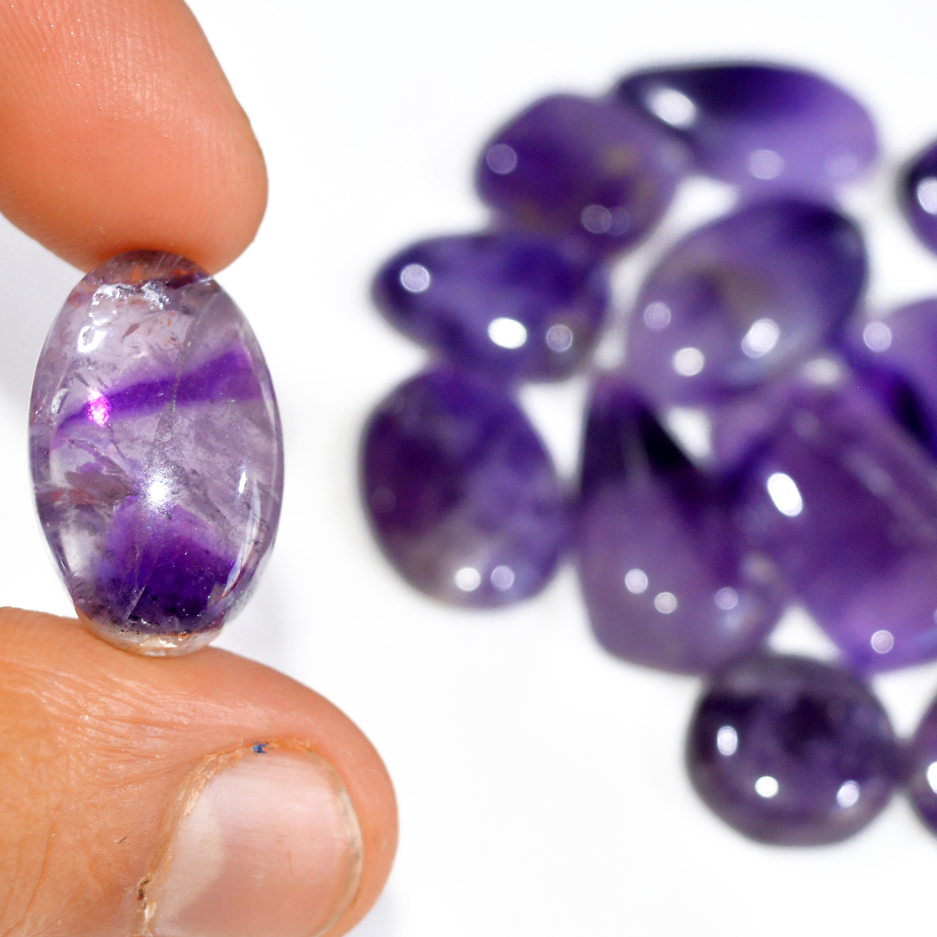18 Pcs 292 Cts Natural Amethyst Loose Cabochon Gemstone Lot Mixed Shapes For Pendants Handmade Jewelry Supplies 25x15 14x14mm 3120