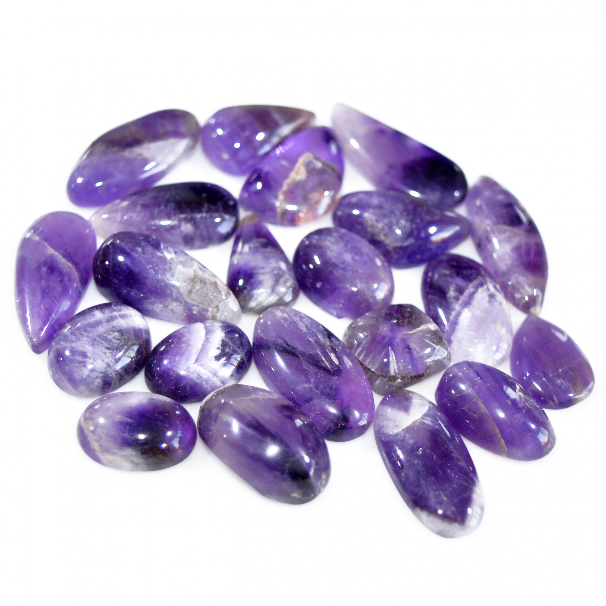 21 Pcs 287 Cts Natural Amethyst Loose Cabochon Gemstone Lot Mixed Shapes For Pendants Handmade Jewelry Supplies 26x10 11x11mm 3121