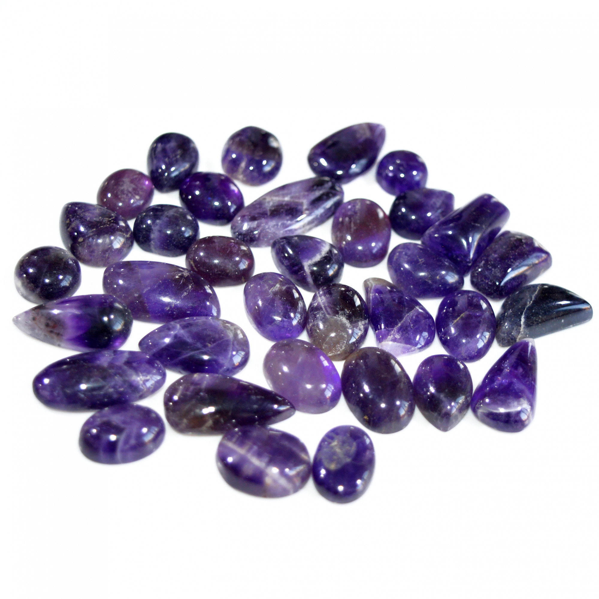 34 Pcs 277 Cts Natural Amethyst Loose Cabochon Gemstone Lot Mixed Shapes For Pendants Handmade Jewelry Supplies 22x10 10x10mm 3122