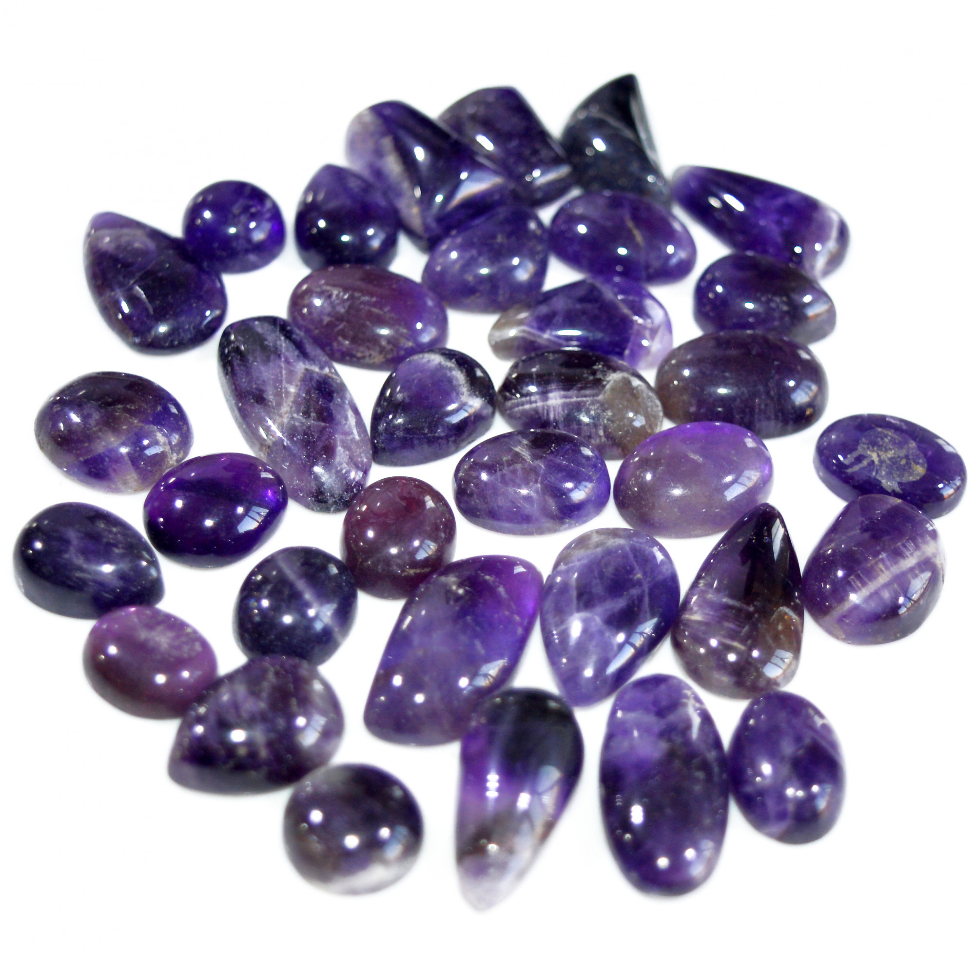 34 Pcs 277 Cts Natural Amethyst Loose Cabochon Gemstone Lot Mixed Shapes For Pendants Handmade Jewelry Supplies 22x10 10x10mm 3122