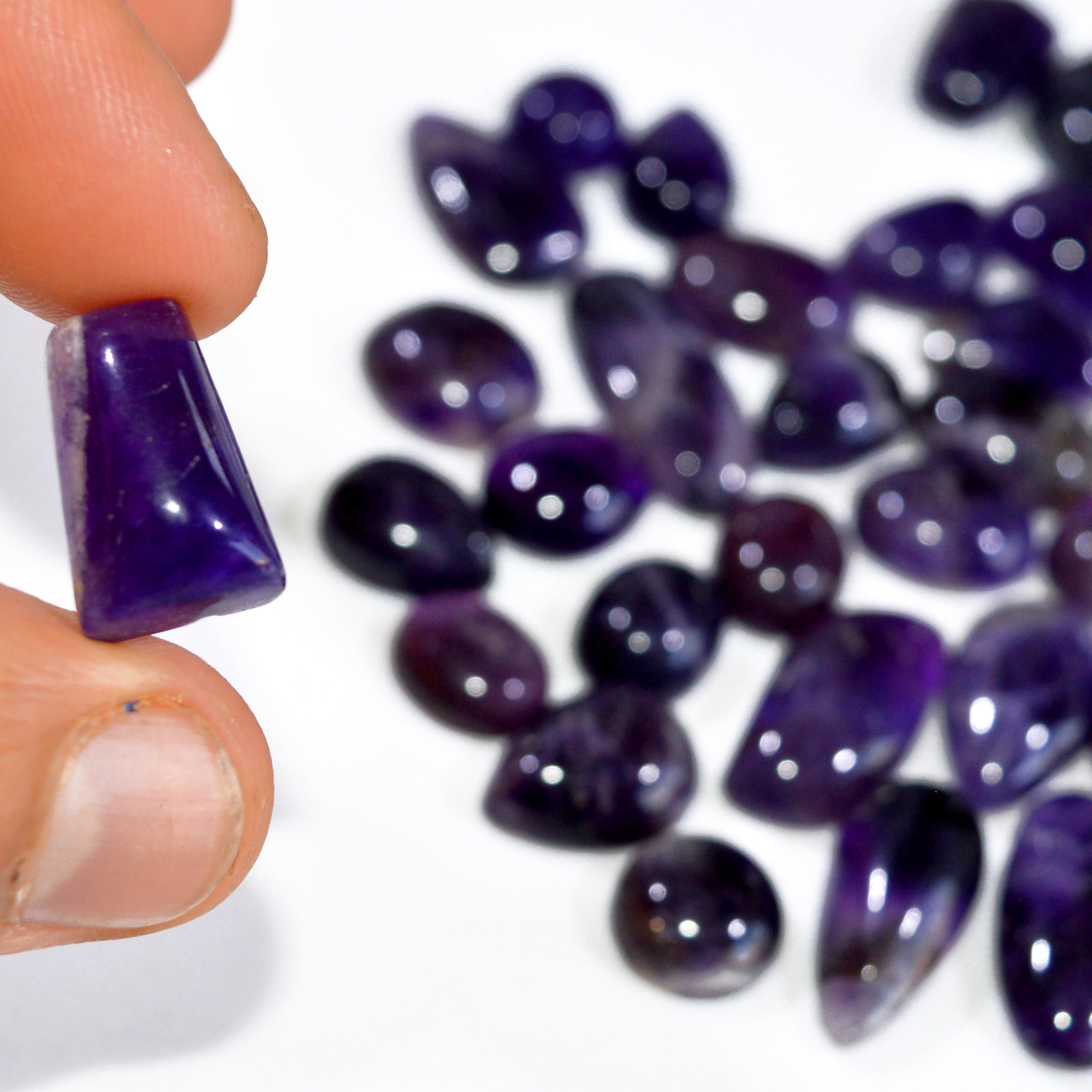 34 Pcs 277 Cts Natural Amethyst Loose Cabochon Gemstone Lot Mixed Shapes For Pendants Handmade Jewelry Supplies 22x10 10x10mm 3122