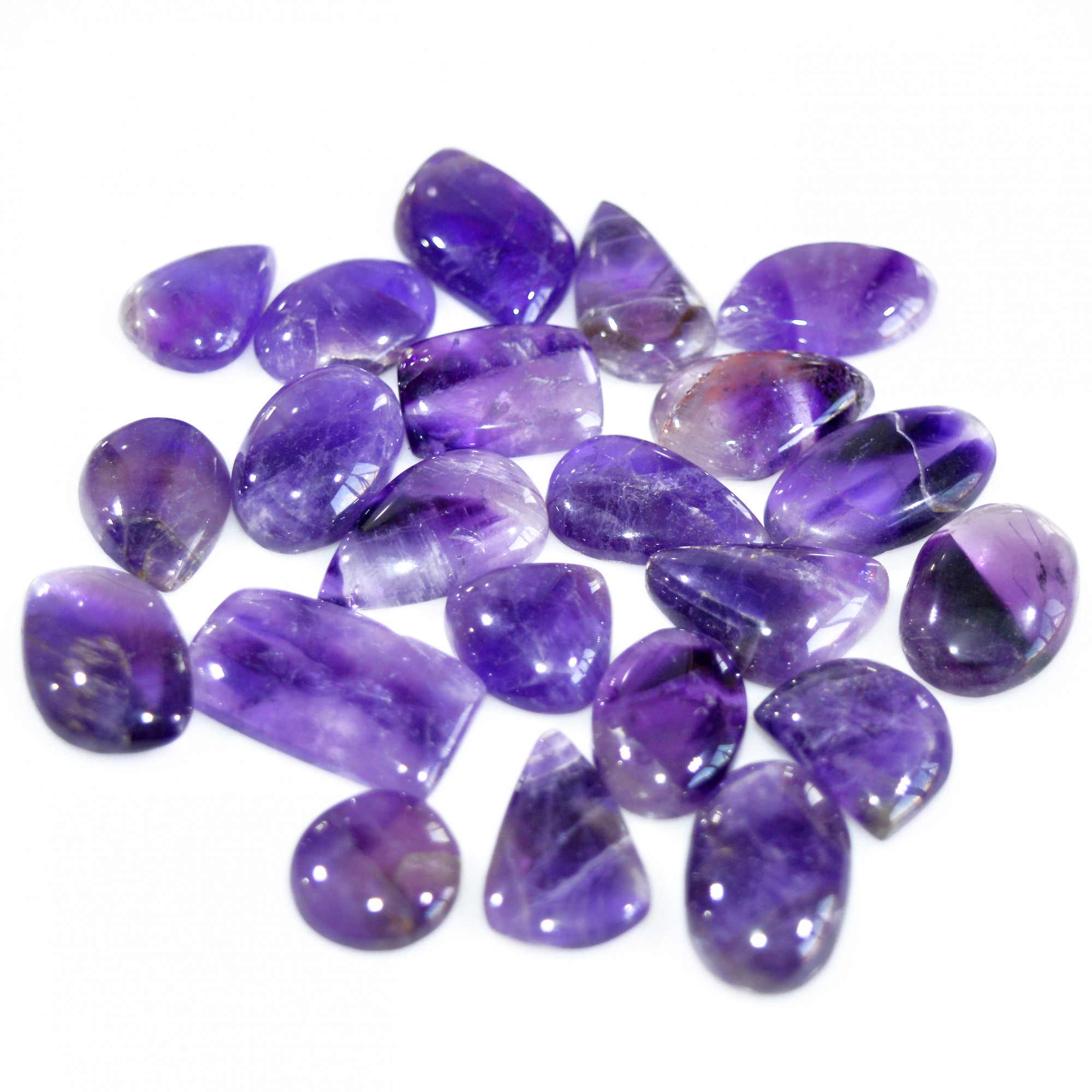 22 Pcs 350 Cts Natural Amethyst Loose Cabochon Gemstone Lot Mixed Shapes For Pendants Handmade Jewelry Supplies 25x15 15x15mm 3123