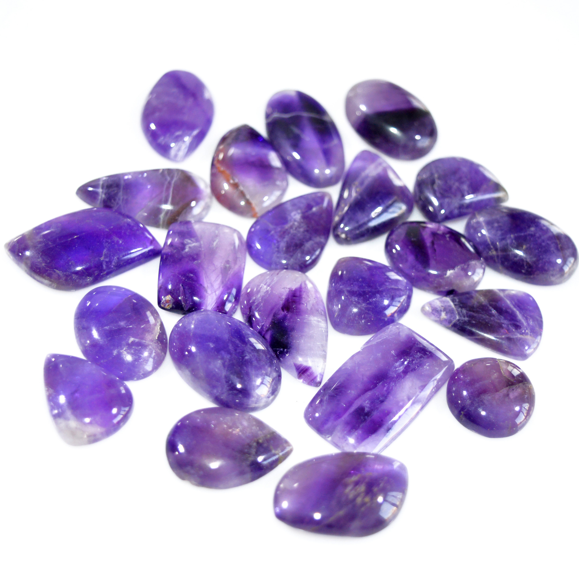 22 Pcs 350 Cts Natural Amethyst Loose Cabochon Gemstone Lot Mixed Shapes For Pendants Handmade Jewelry Supplies 25x15 15x15mm 3123