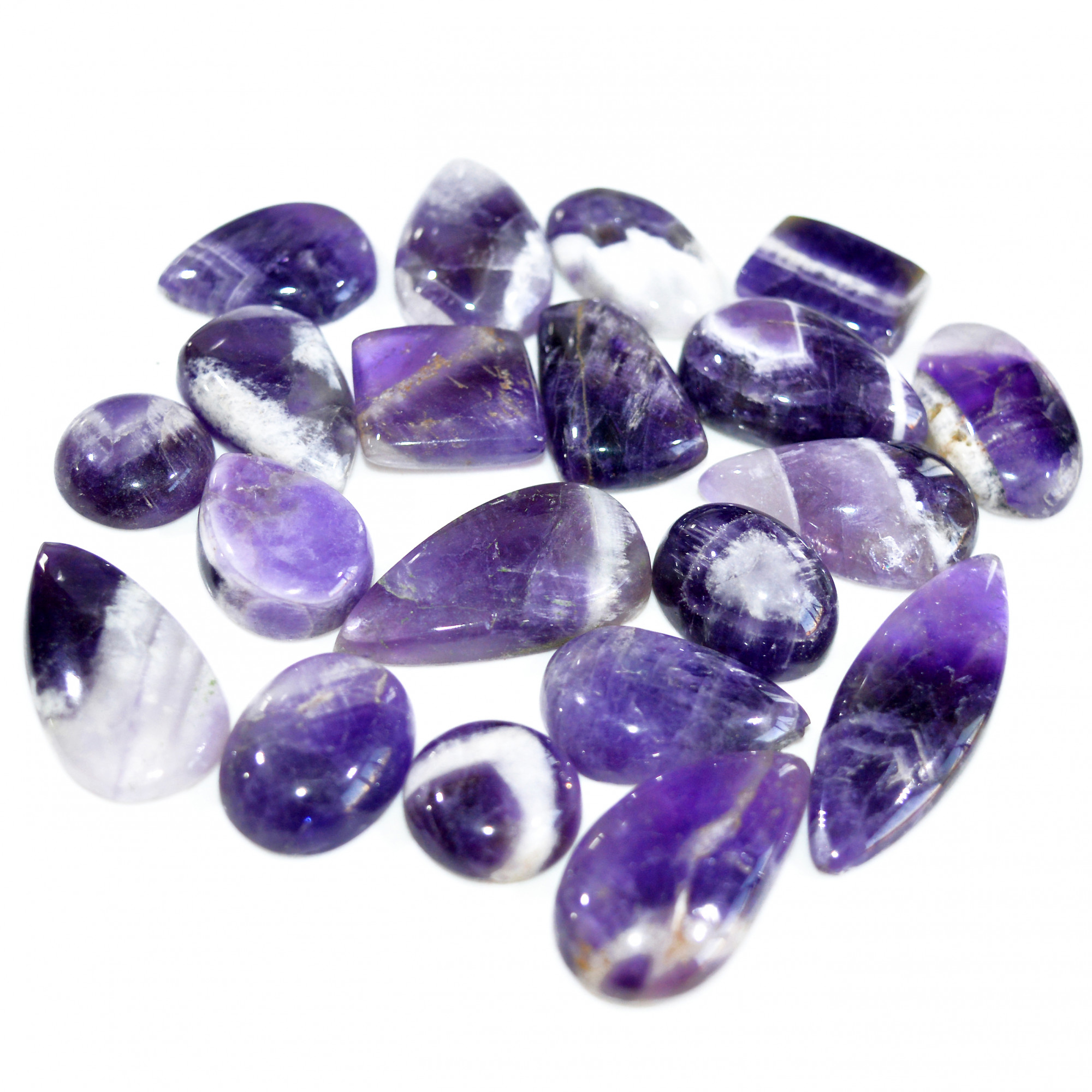 20 Pcs 352 Cts Natural Amethyst Loose Cabochon Gemstone Lot Mixed Shapes For Pendants Handmade Jewelry Supplies 35x10 14x14mm 3124