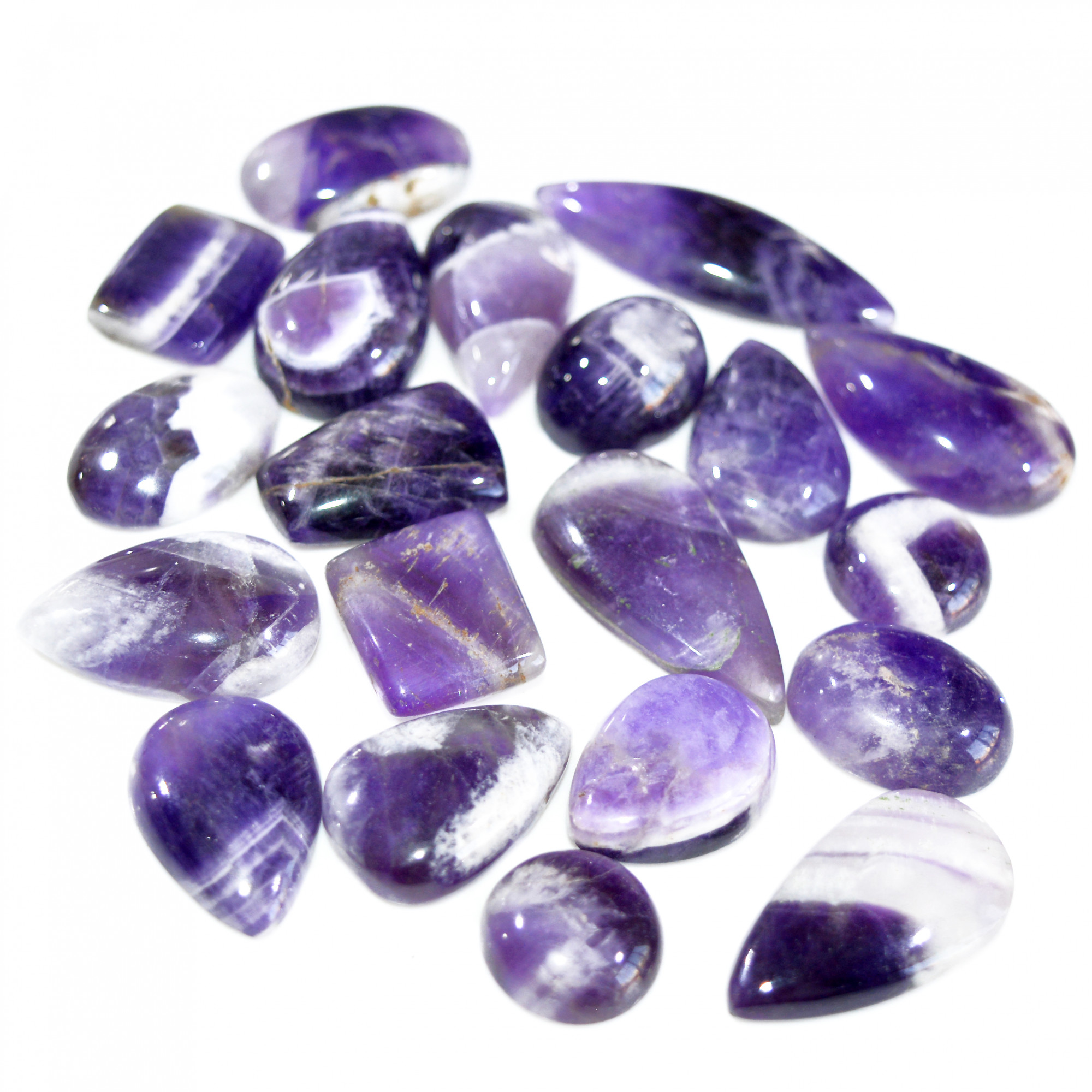 20 Pcs 352 Cts Natural Amethyst Loose Cabochon Gemstone Lot Mixed Shapes For Pendants Handmade Jewelry Supplies 35x10 14x14mm 3124