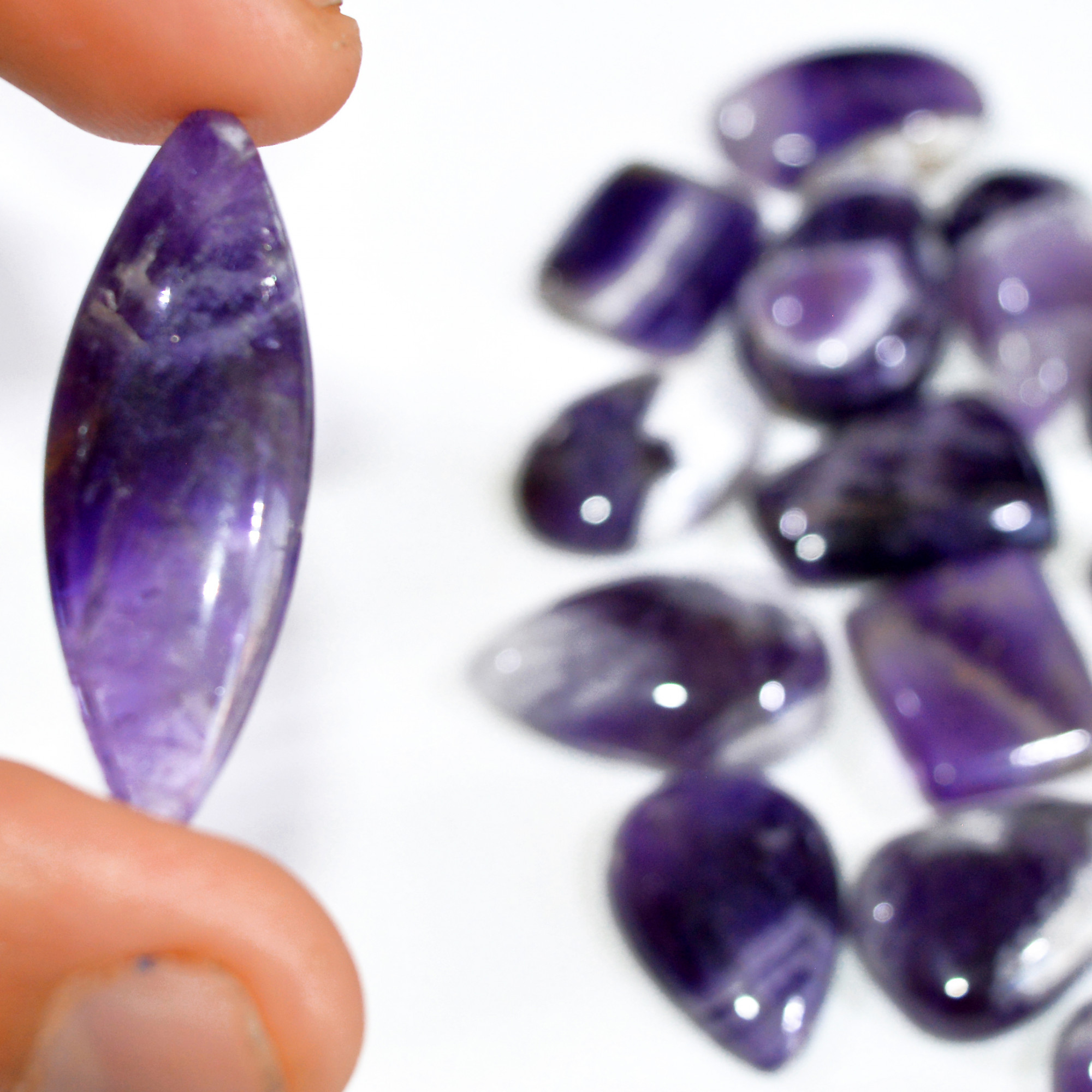 20 Pcs 352 Cts Natural Amethyst Loose Cabochon Gemstone Lot Mixed Shapes For Pendants Handmade Jewelry Supplies 35x10 14x14mm 3124