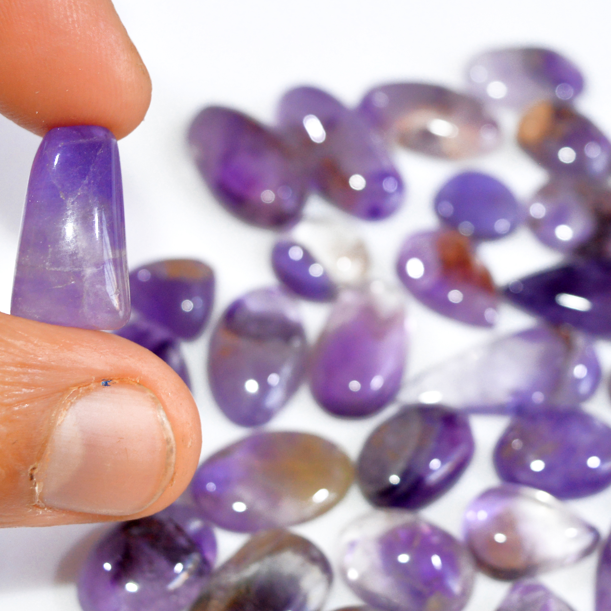 32 Pcs 280 Cts Natural Amethyst Loose Cabochon Gemstone Lot Mixed Shapes For Pendants Handmade Jewelry Supplies 32x10 9x9mm 3125