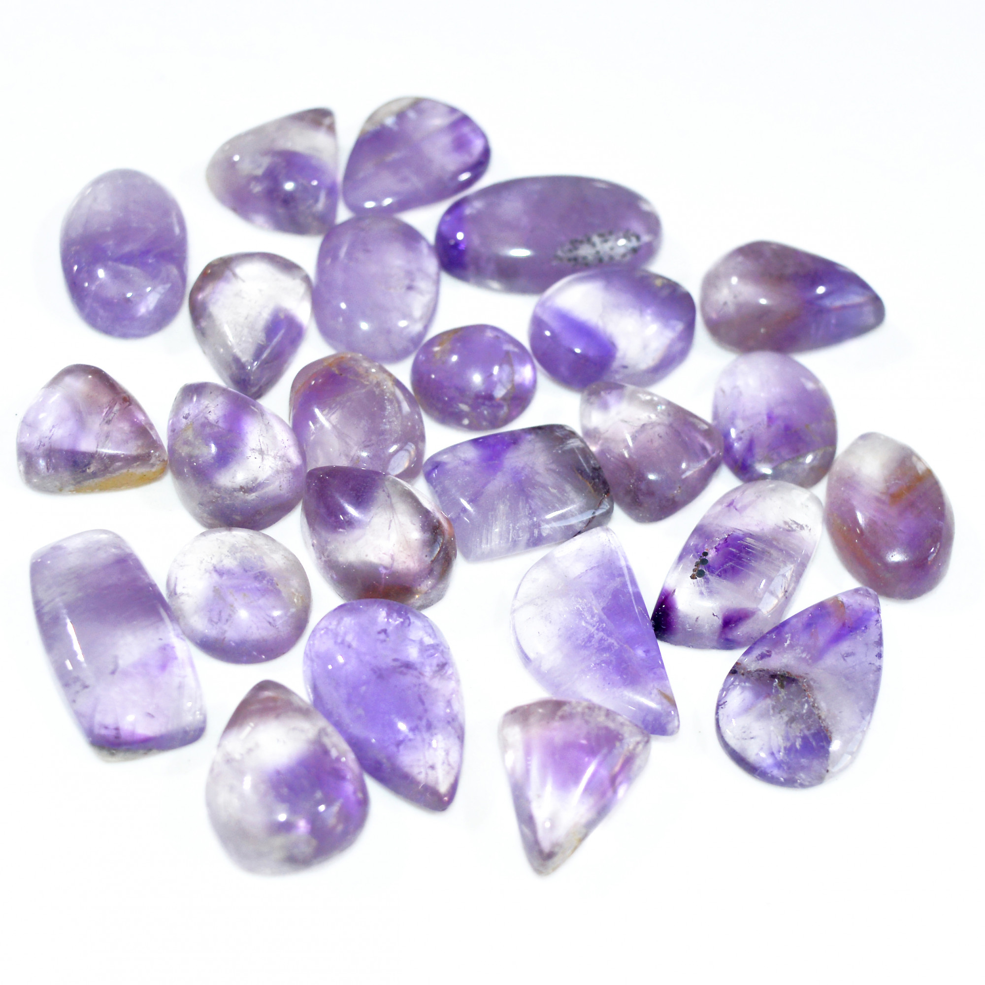 25 Pcs 300 Cts Natural Amethyst Loose Cabochon Gemstone Lot Mixed Shapes For Pendants Handmade Jewelry Supplies 22x11 10x10mm 3126