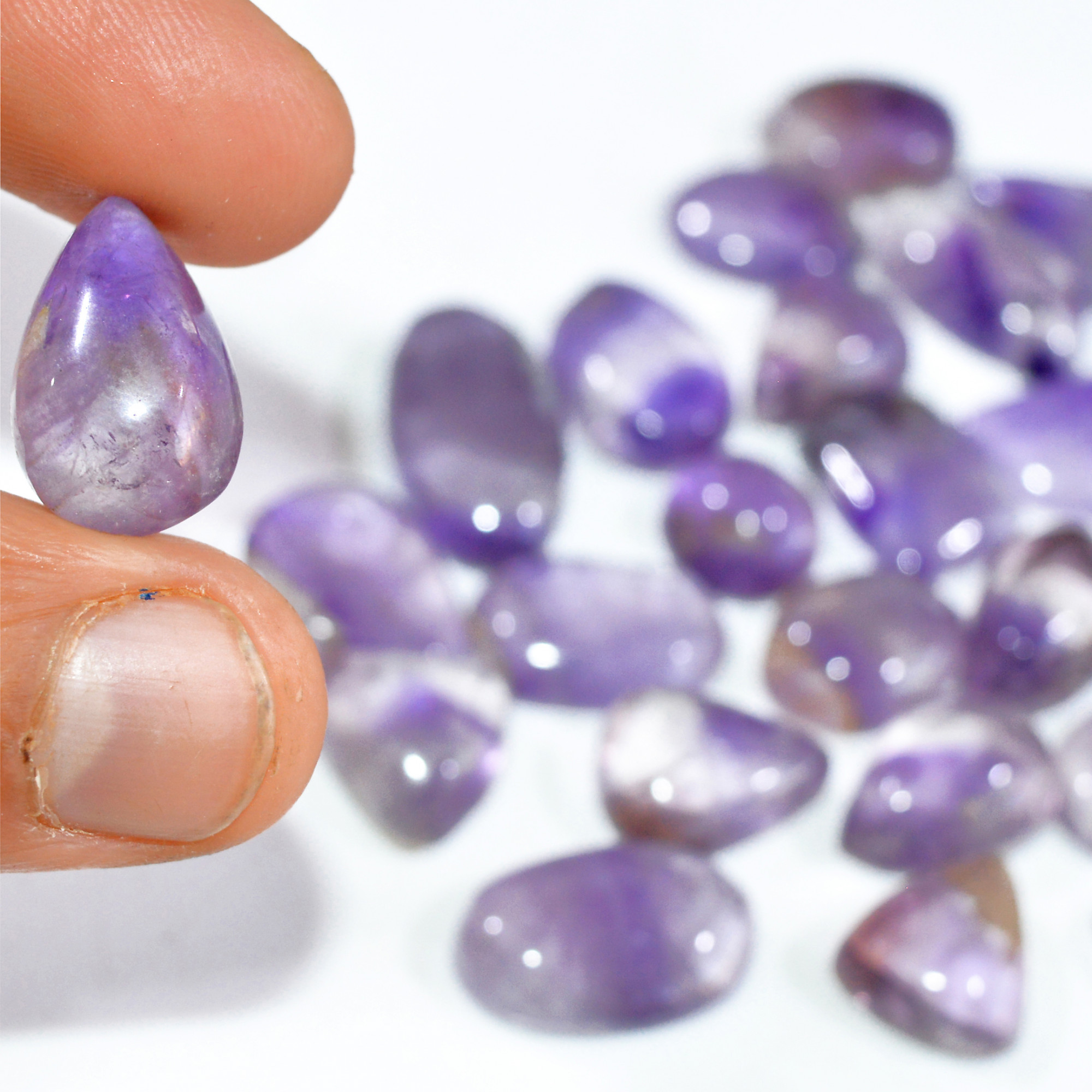 25 Pcs 300 Cts Natural Amethyst Loose Cabochon Gemstone Lot Mixed Shapes For Pendants Handmade Jewelry Supplies 22x11 10x10mm 3126