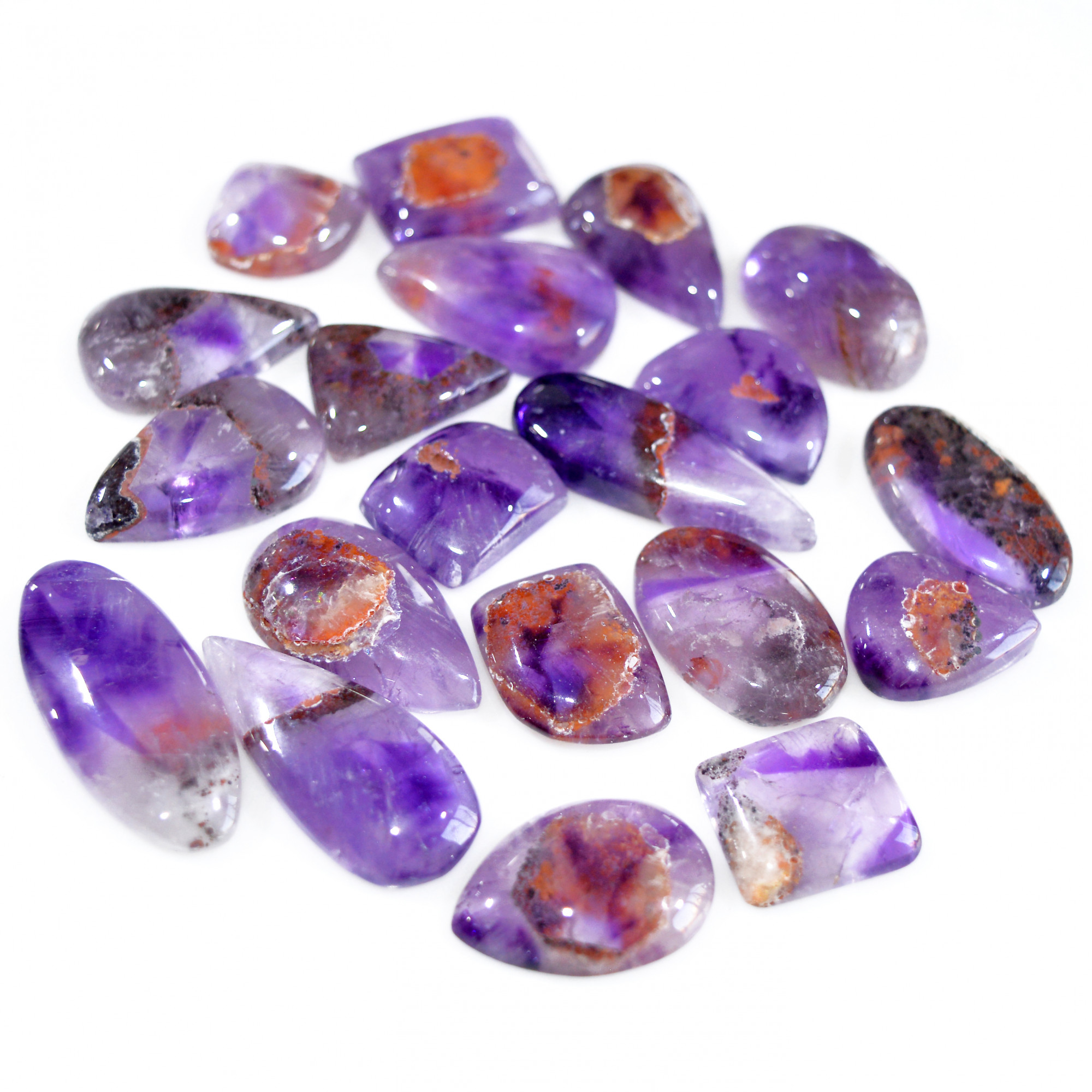 20 Pcs 310 Cts Natural Amethyst Loose Cabochon Gemstone Lot Mixed Shapes For Pendants Handmade Jewelry Supplies 30x13 14x13mm 3127