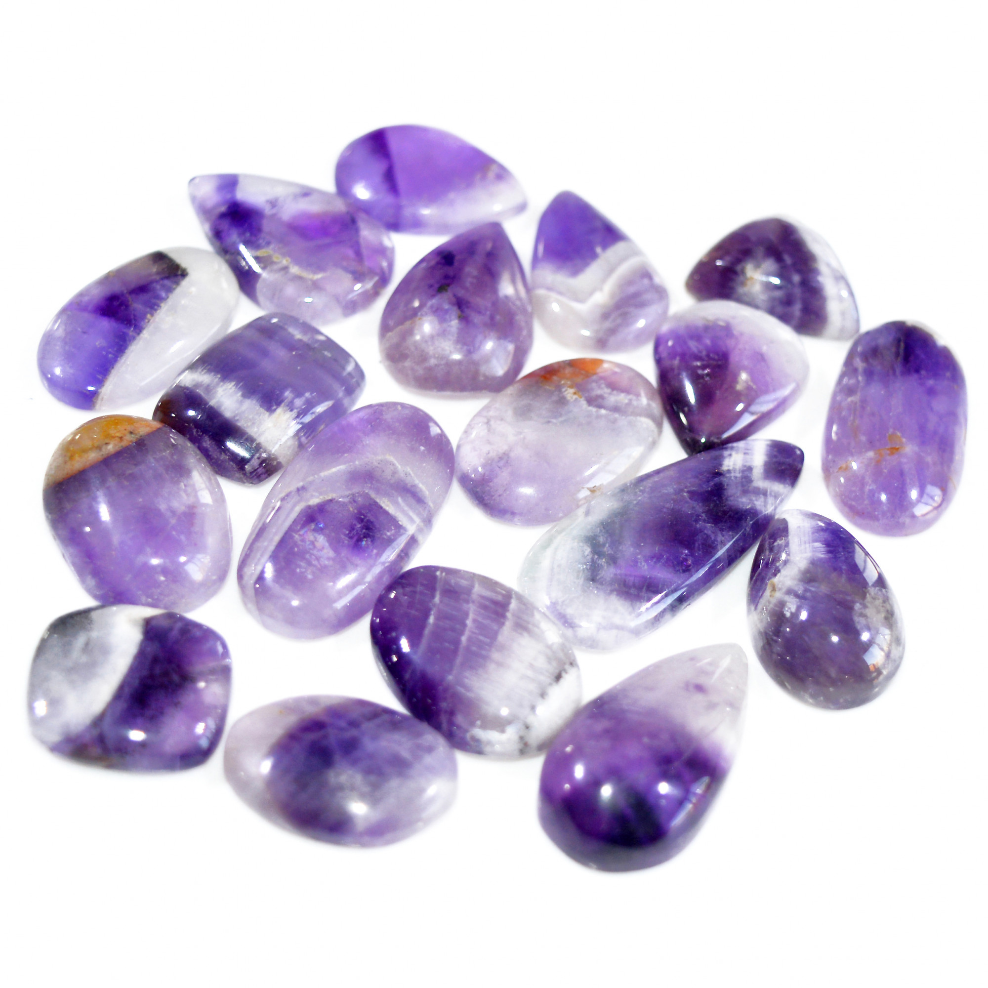 18 Pcs 302 Cts Natural Amethyst Loose Cabochon Gemstone Lot Mixed Shapes For Pendants Handmade Jewelry Supplies 30x12 15x14mm 3128