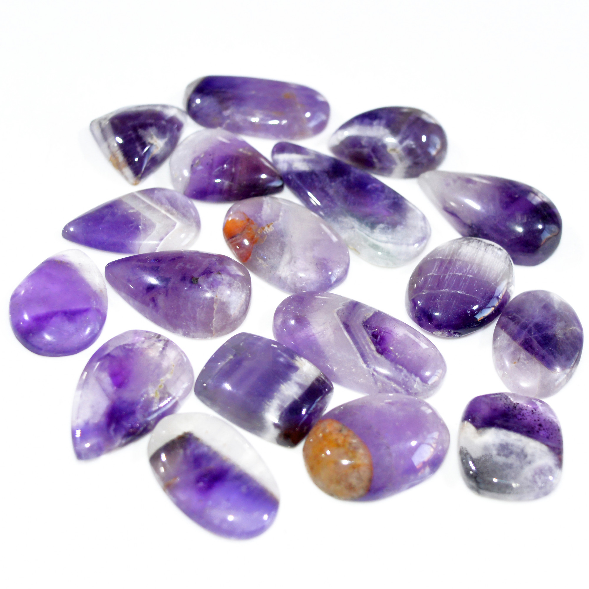 18 Pcs 302 Cts Natural Amethyst Loose Cabochon Gemstone Lot Mixed Shapes For Pendants Handmade Jewelry Supplies 30x12 15x14mm 3128