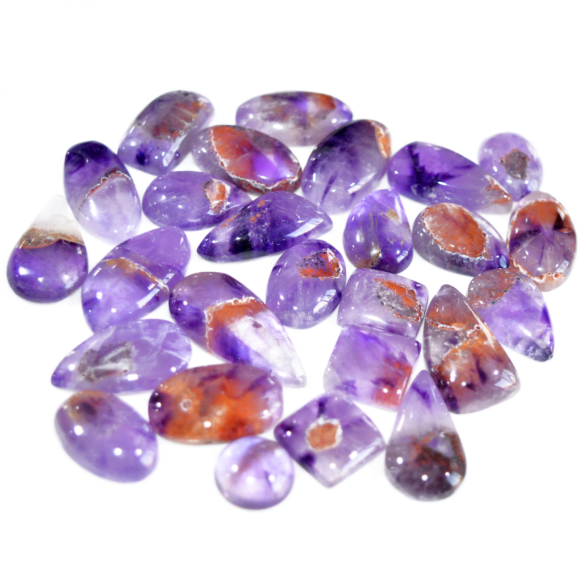 26 Pcs 315 Cts Natural Amethyst Loose Cabochon Gemstone Lot Mixed Shapes For Pendants Handmade Jewelry Supplies 25x11 10x10mm 3130