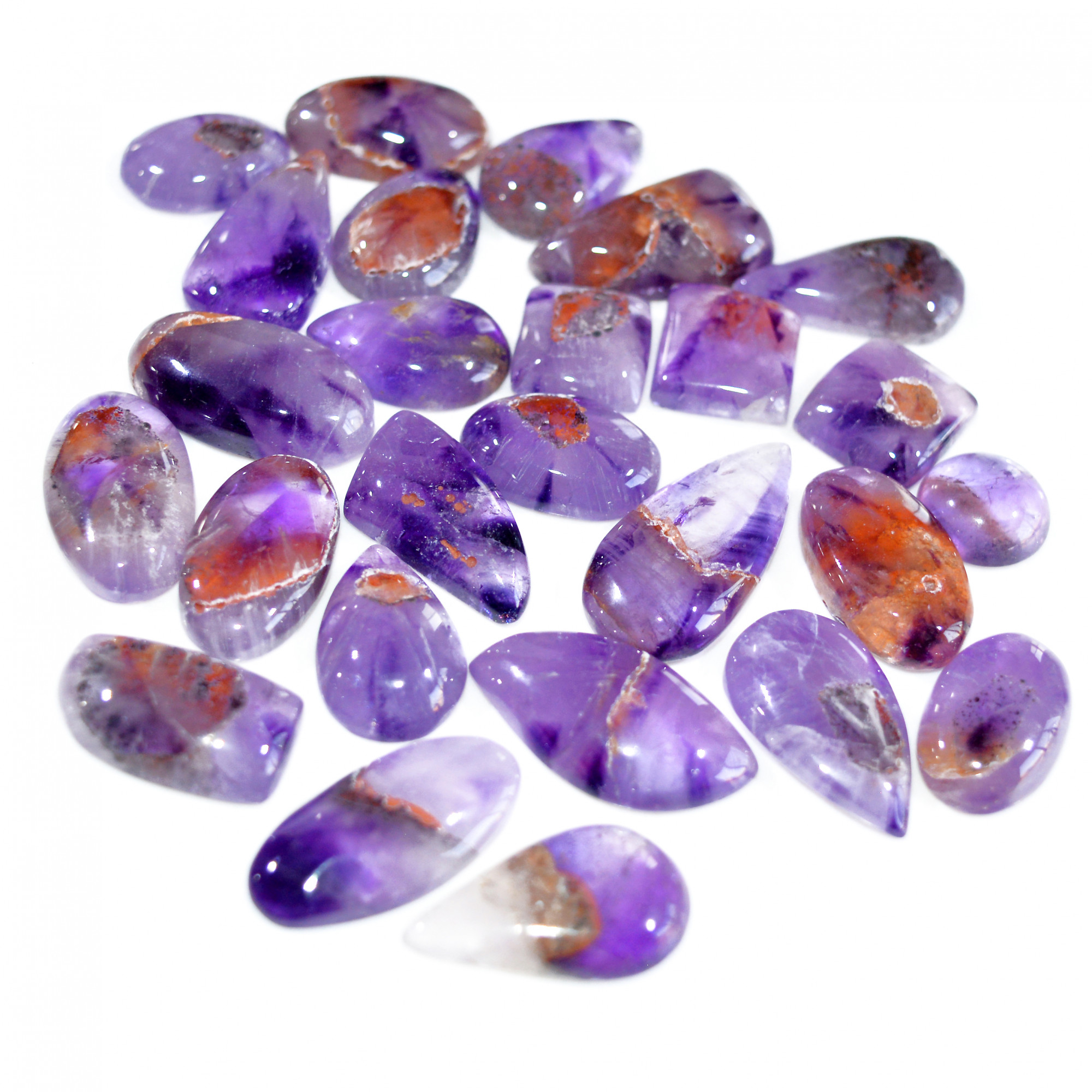 26 Pcs 315 Cts Natural Amethyst Loose Cabochon Gemstone Lot Mixed Shapes For Pendants Handmade Jewelry Supplies 25x11 10x10mm 3130