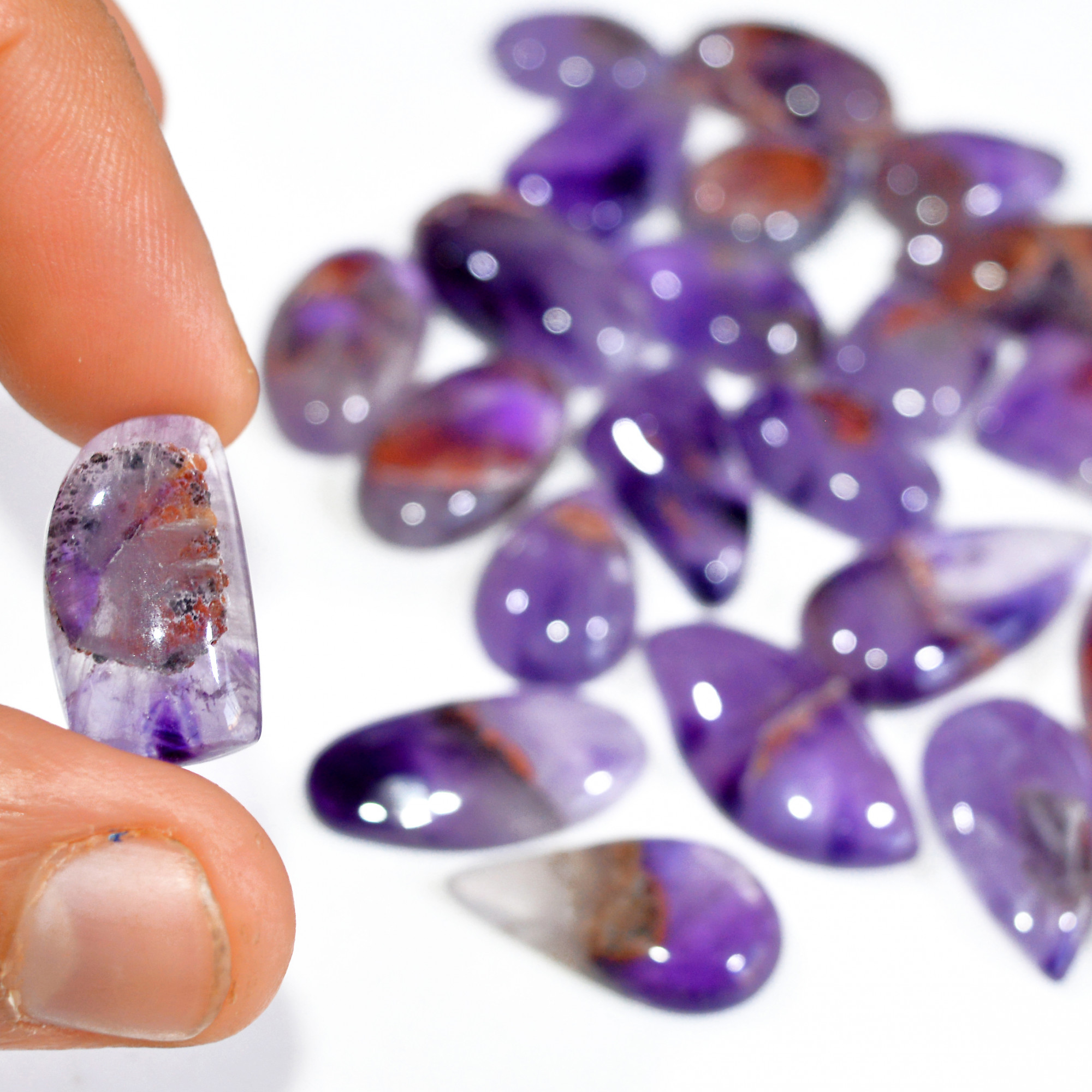 26 Pcs 315 Cts Natural Amethyst Loose Cabochon Gemstone Lot Mixed Shapes For Pendants Handmade Jewelry Supplies 25x11 10x10mm 3130