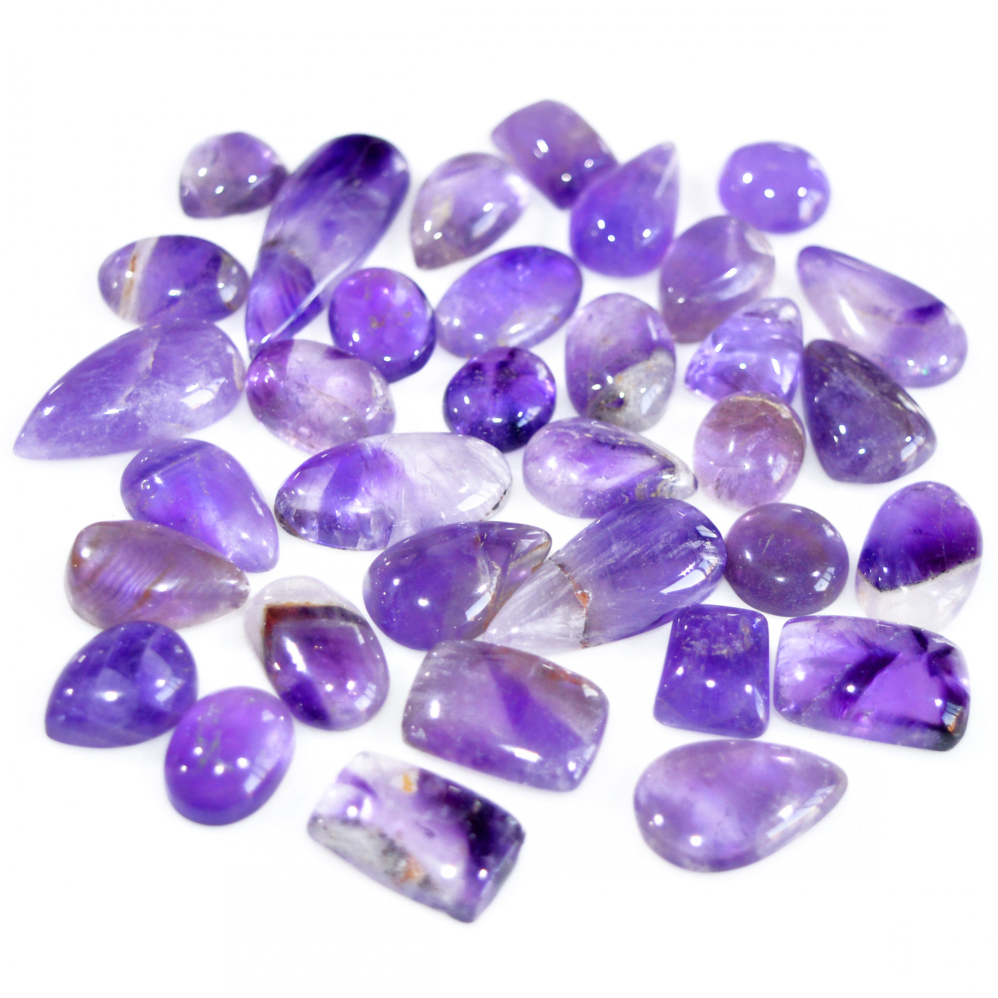 34 Pcs 272 Cts Natural Amethyst Loose Cabochon Gemstone Lot Mixed Shapes For Pendants Handmade Jewelry Supplies 30x10 10x9mm 3131