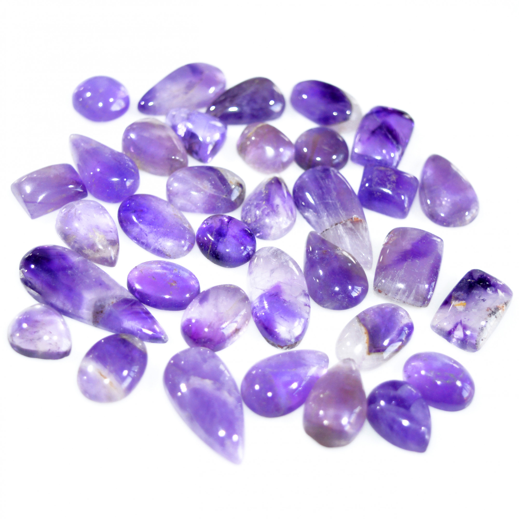 34 Pcs 272 Cts Natural Amethyst Loose Cabochon Gemstone Lot Mixed Shapes For Pendants Handmade Jewelry Supplies 30x10 10x9mm 3131