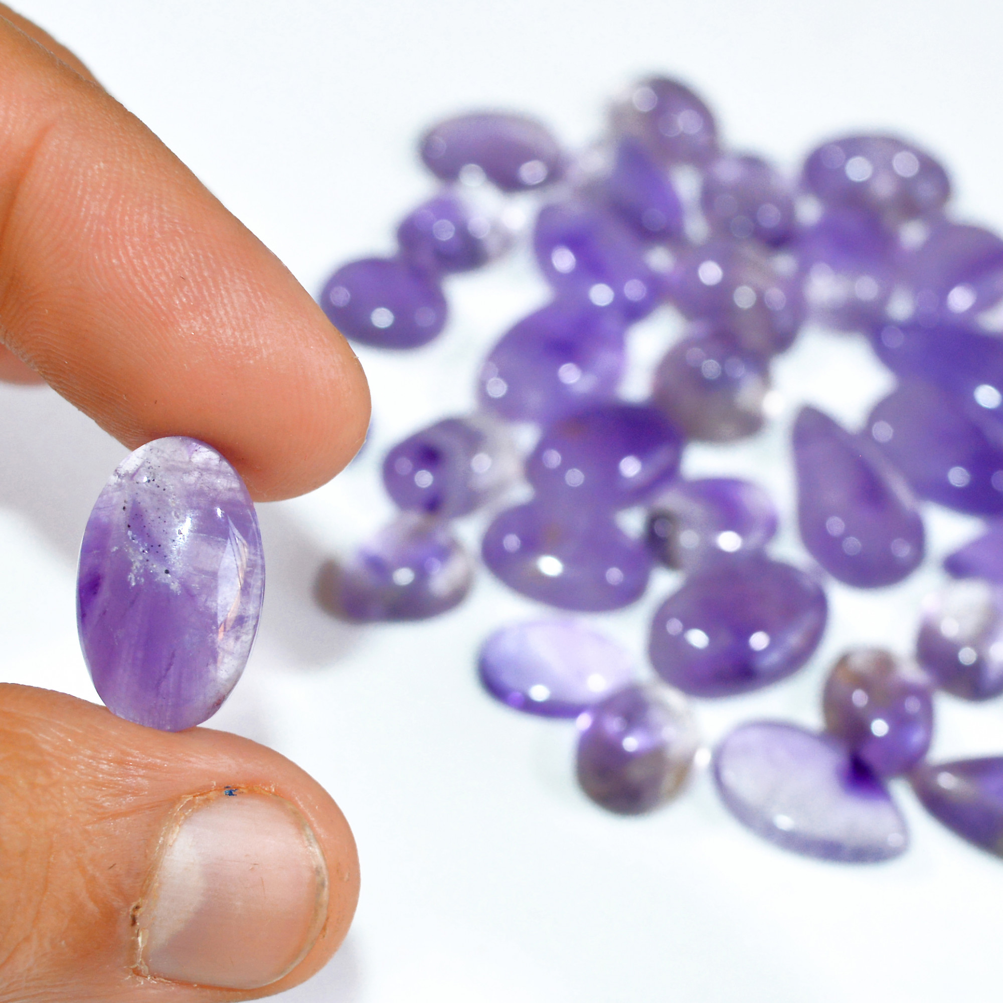36 Pcs 272 Cts Natural Amethyst Loose Cabochon Gemstone Lot Mixed Shapes For Pendants Handmade Jewelry Supplies 20x10 9x9mm 3132
