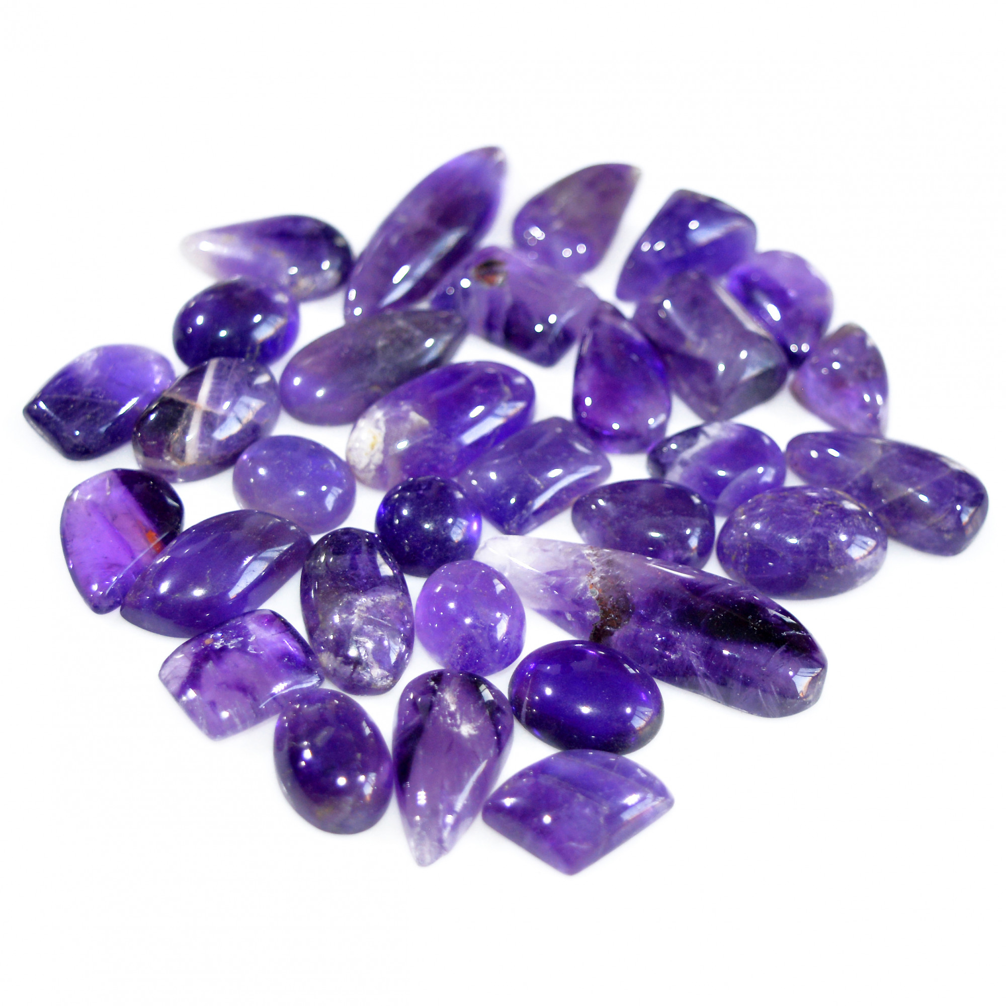 31 Pcs 279 Cts Natural Amethyst Loose Cabochon Gemstone Lot Mixed Shapes For Pendants Handmade Jewelry Supplies 34x10 9x9mm 3133