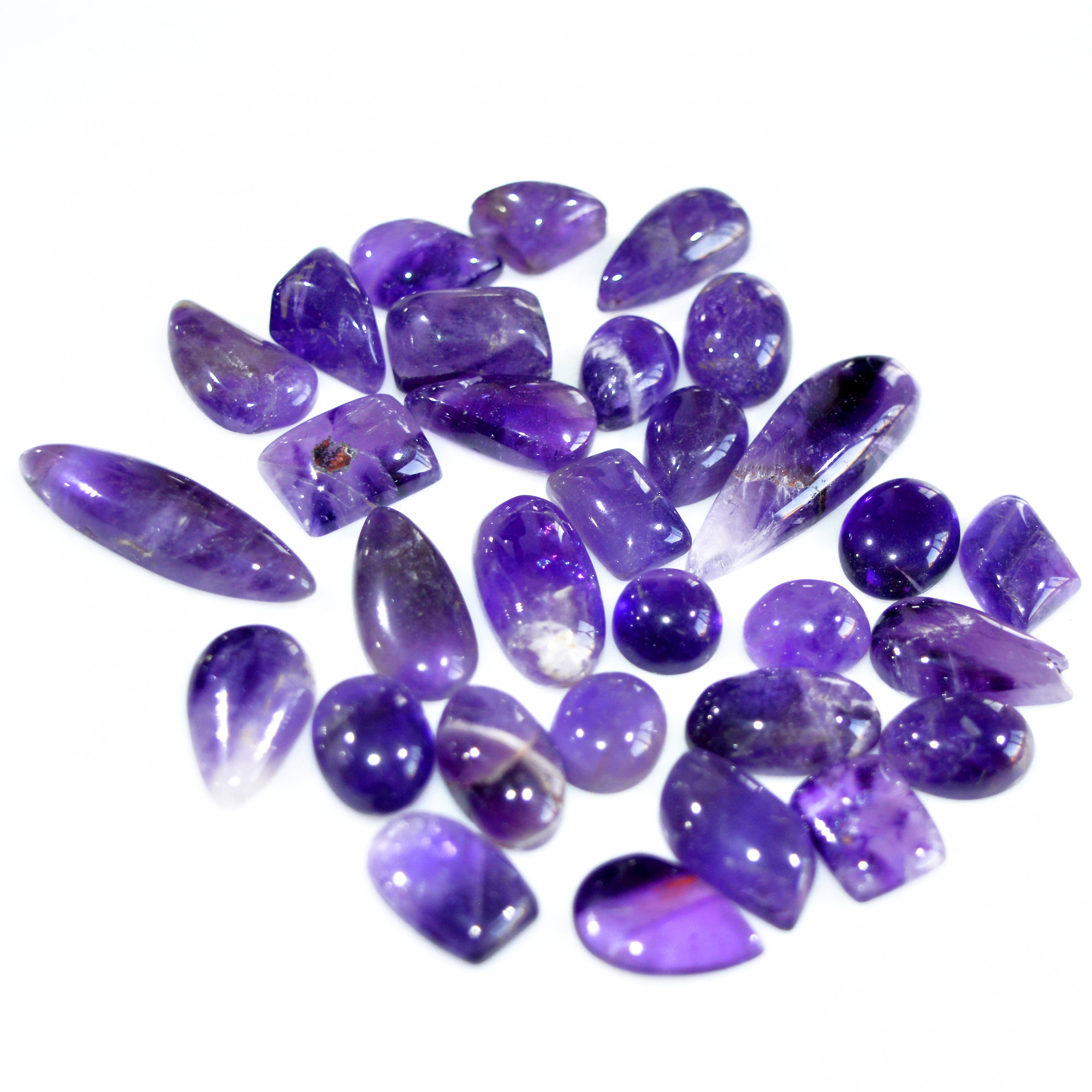 31 Pcs 279 Cts Natural Amethyst Loose Cabochon Gemstone Lot Mixed Shapes For Pendants Handmade Jewelry Supplies 34x10 9x9mm 3133